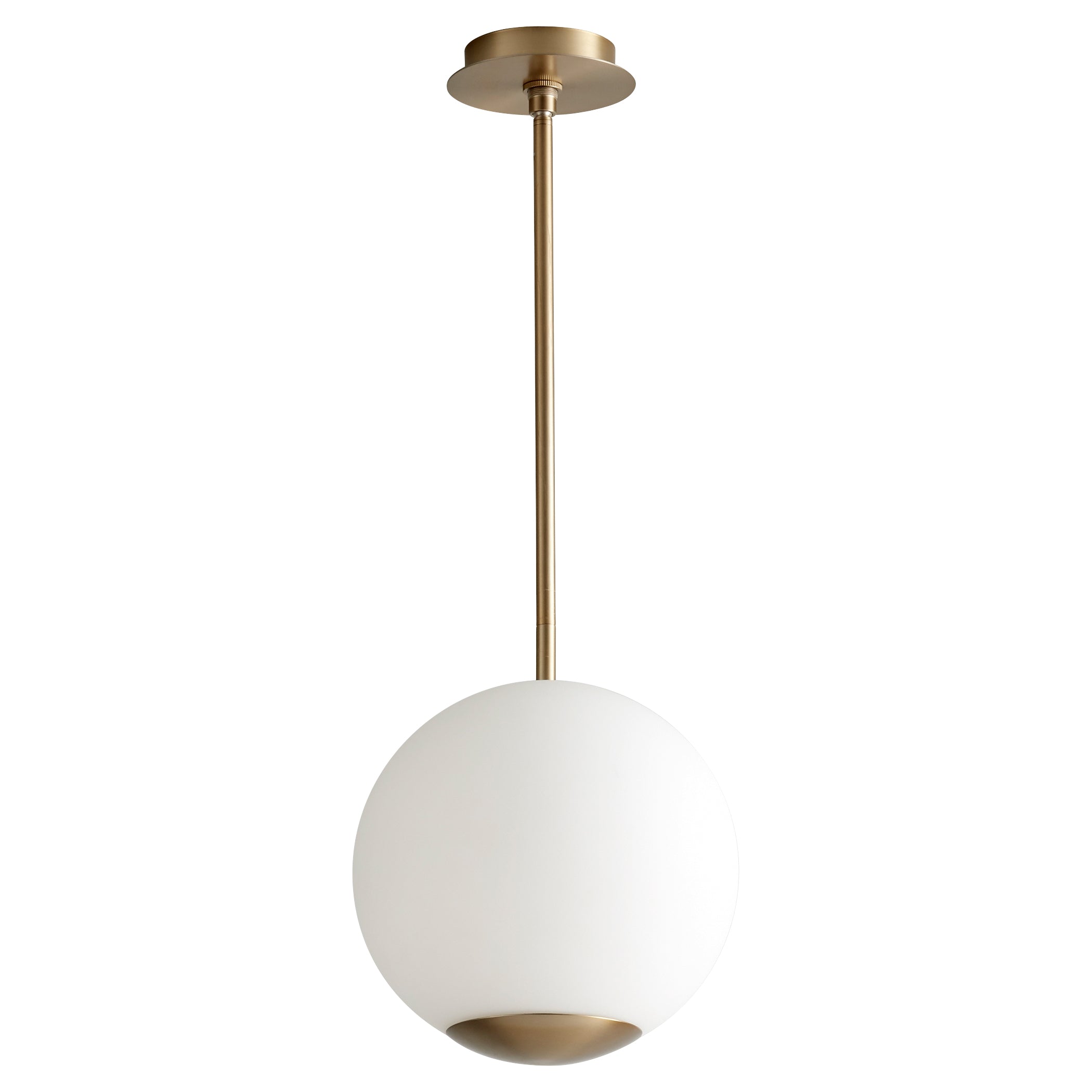 Oxygen Terra 3-691-40 Modern Pendant 12 Inch - Aged Brass, Opal Glass