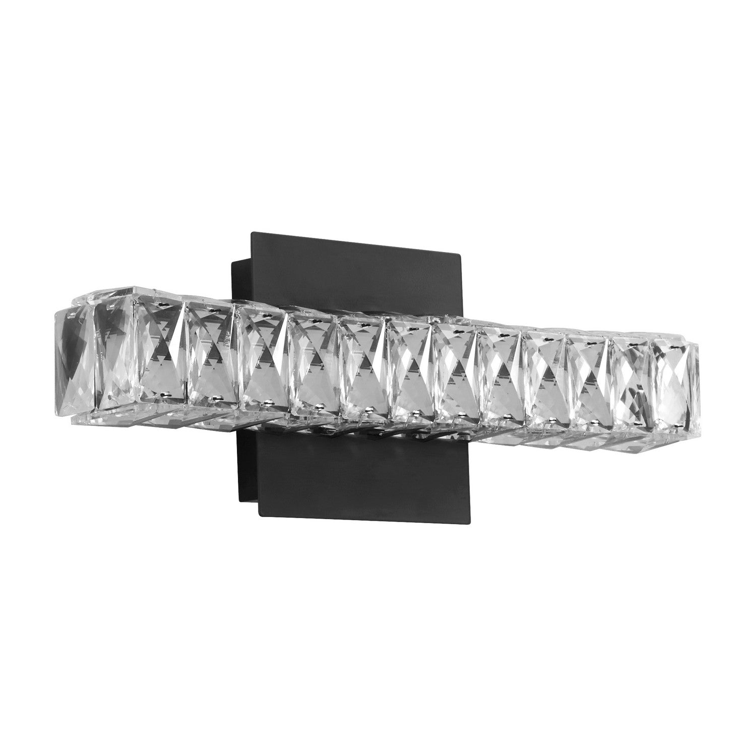 Oxygen Elan 3-572-15 Modern LED Wall Light Fixture - Black, Cut Glass Diffuser