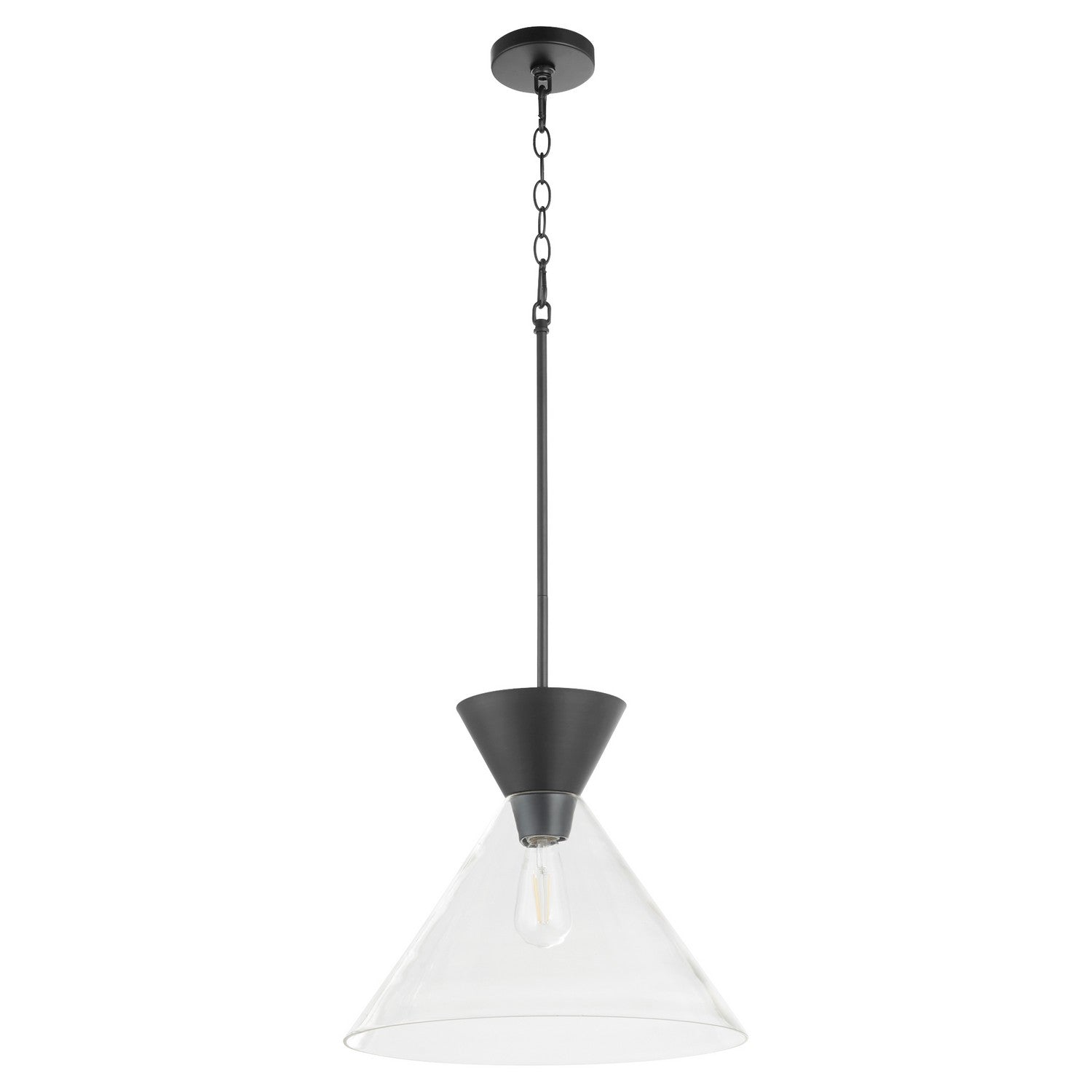 Quorum Beldar 8119-259 Pendant - Matte Black W/ Clear Glass