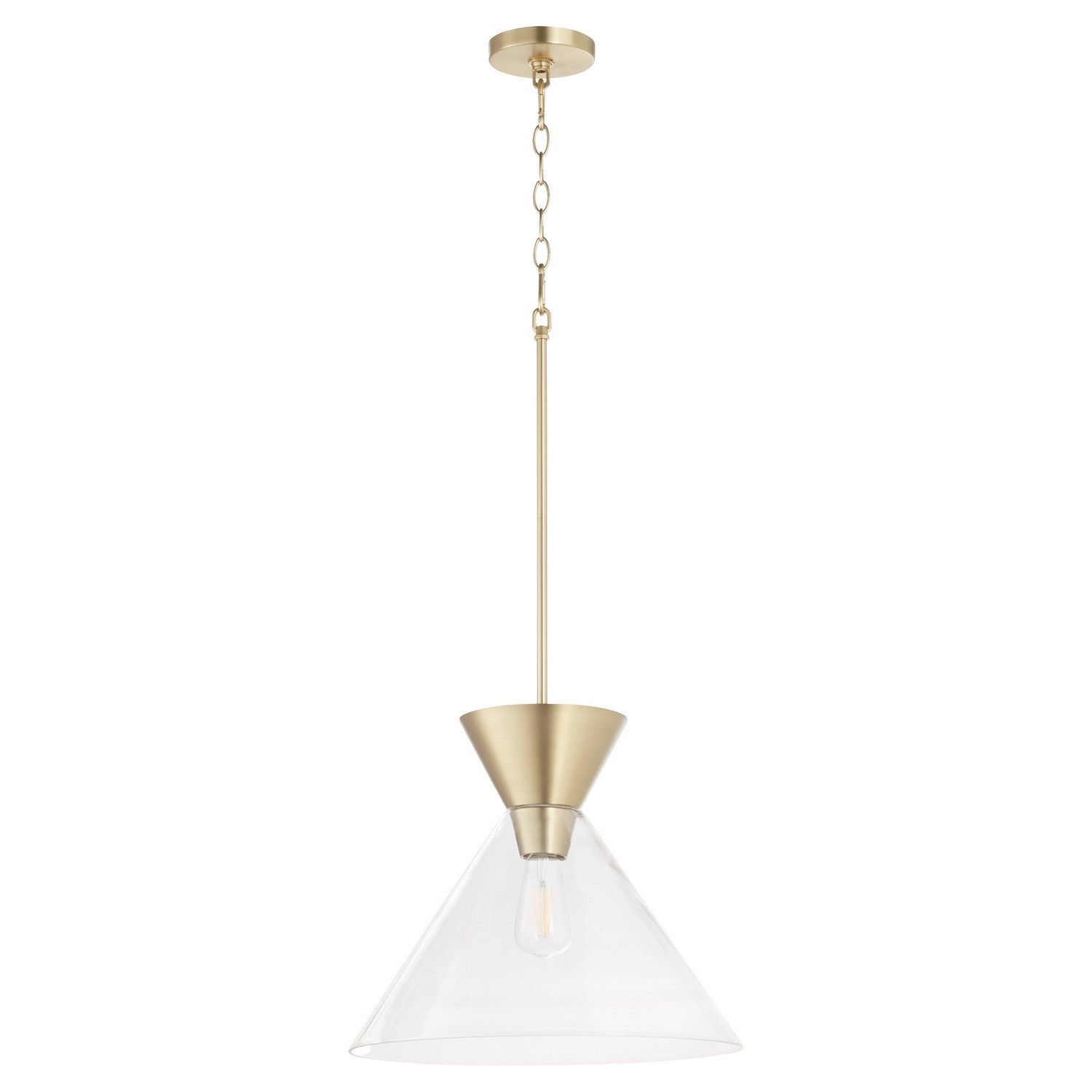 Quorum Beldar 8119-280 Pendant - Aged Brass W/ Clear Glass