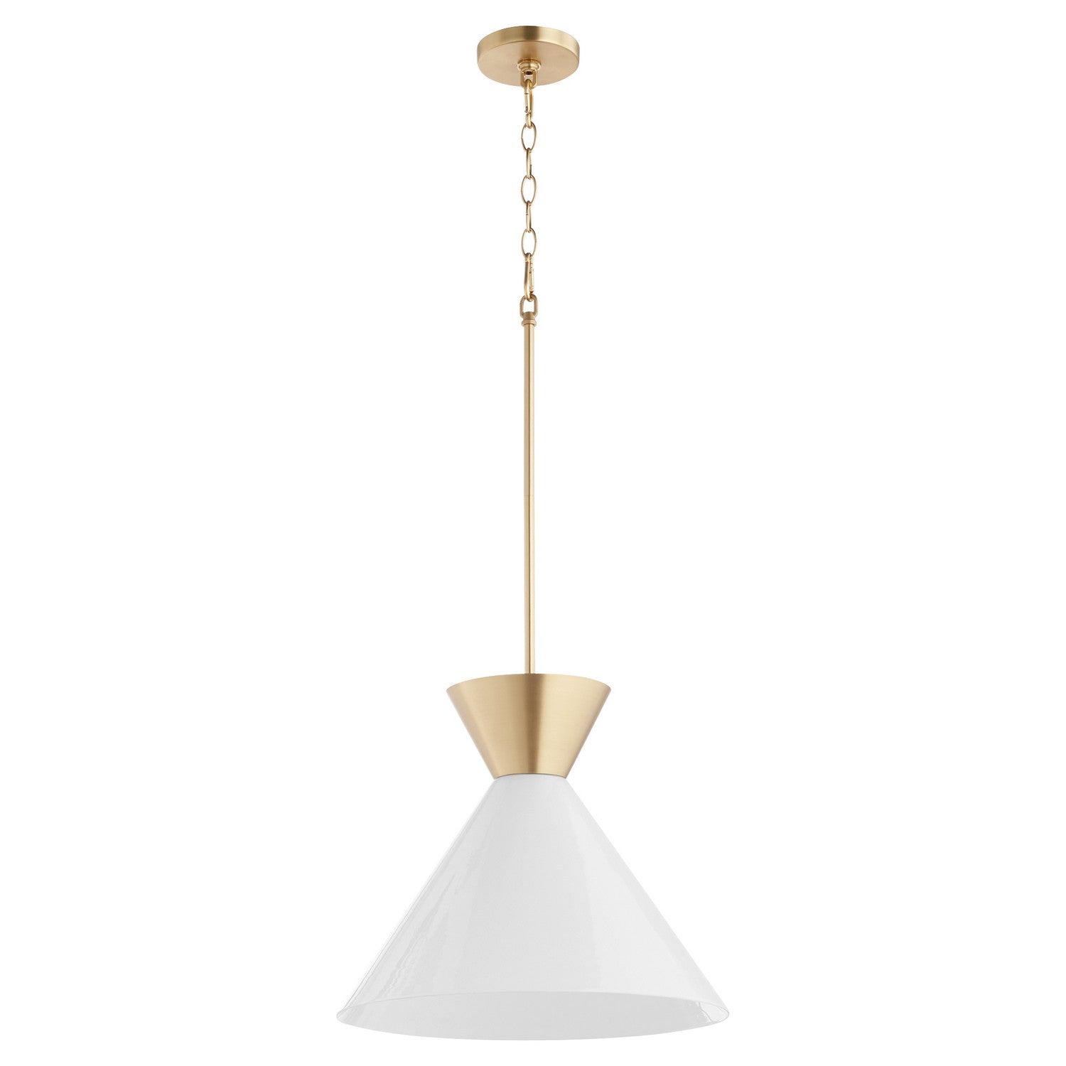Quorum Beldar 8119-80 Pendant - Aged Brass W/ Gloss Opal
