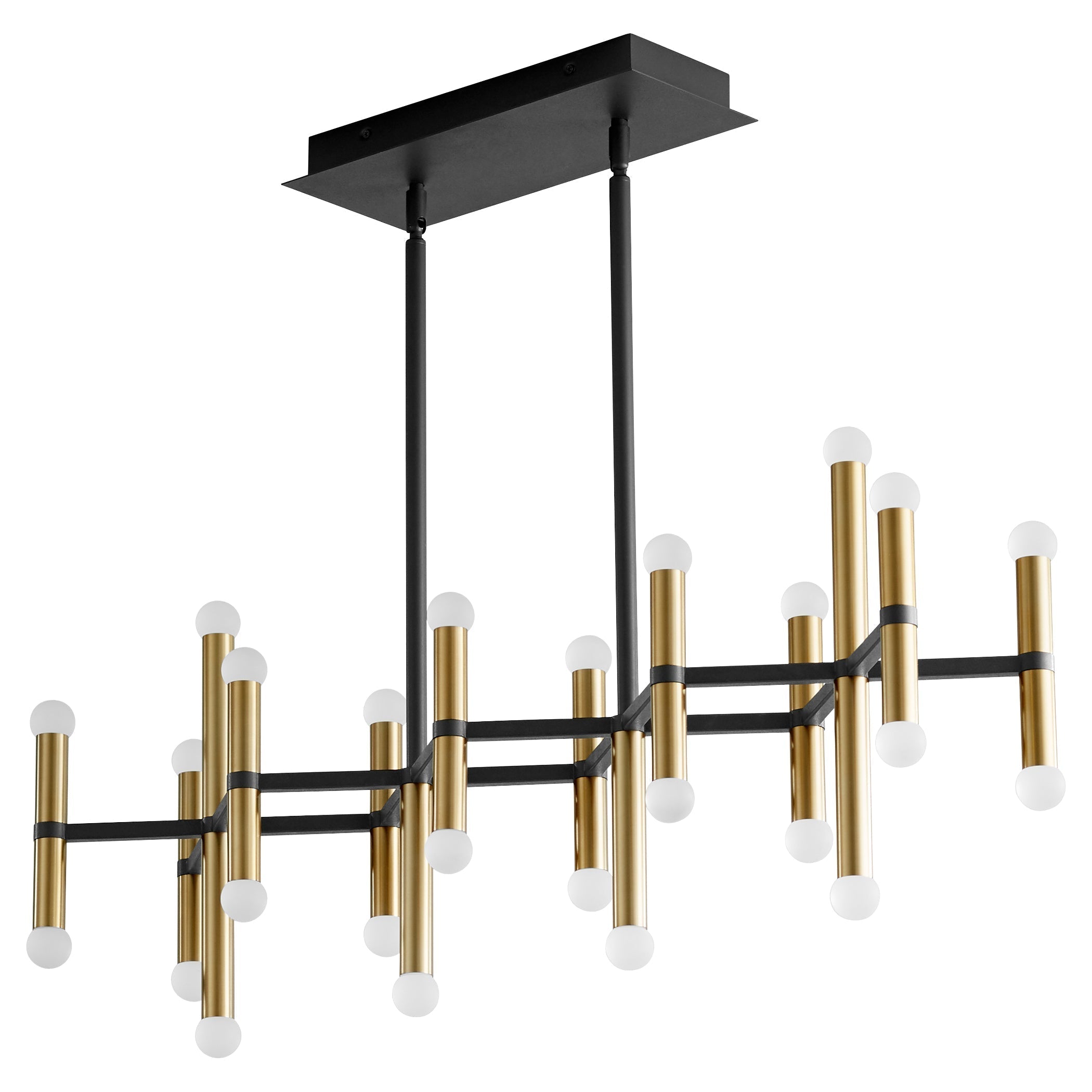 Oxygen NERO 3-686-1540 Linear LED Chandelier Pendant Light - Black, Aged Brass