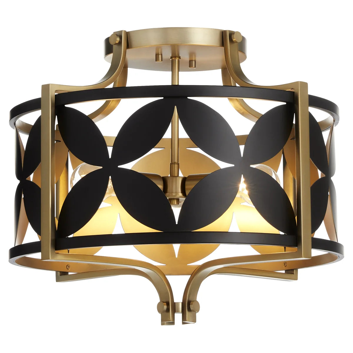 Quorum GOODWIN 283-18-5980 Semi Flush Mt - Matte Black With Aged Brass