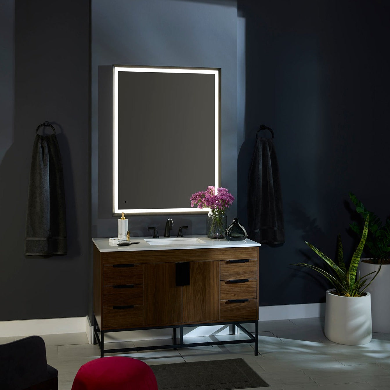 Oxygen Dusk 3-0801-15 Lighted LED Vanity Mirror 18x24 Inch - Black