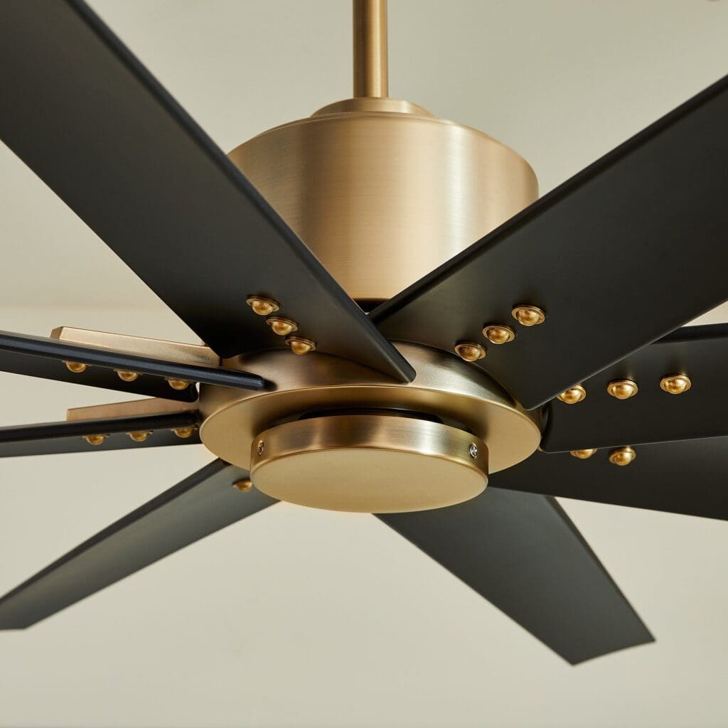 Oxygen by Quorum FLEET 3-112-40 Ceiling Fan with Remote 56 inch, 8 Blade - Aged Brass, Black