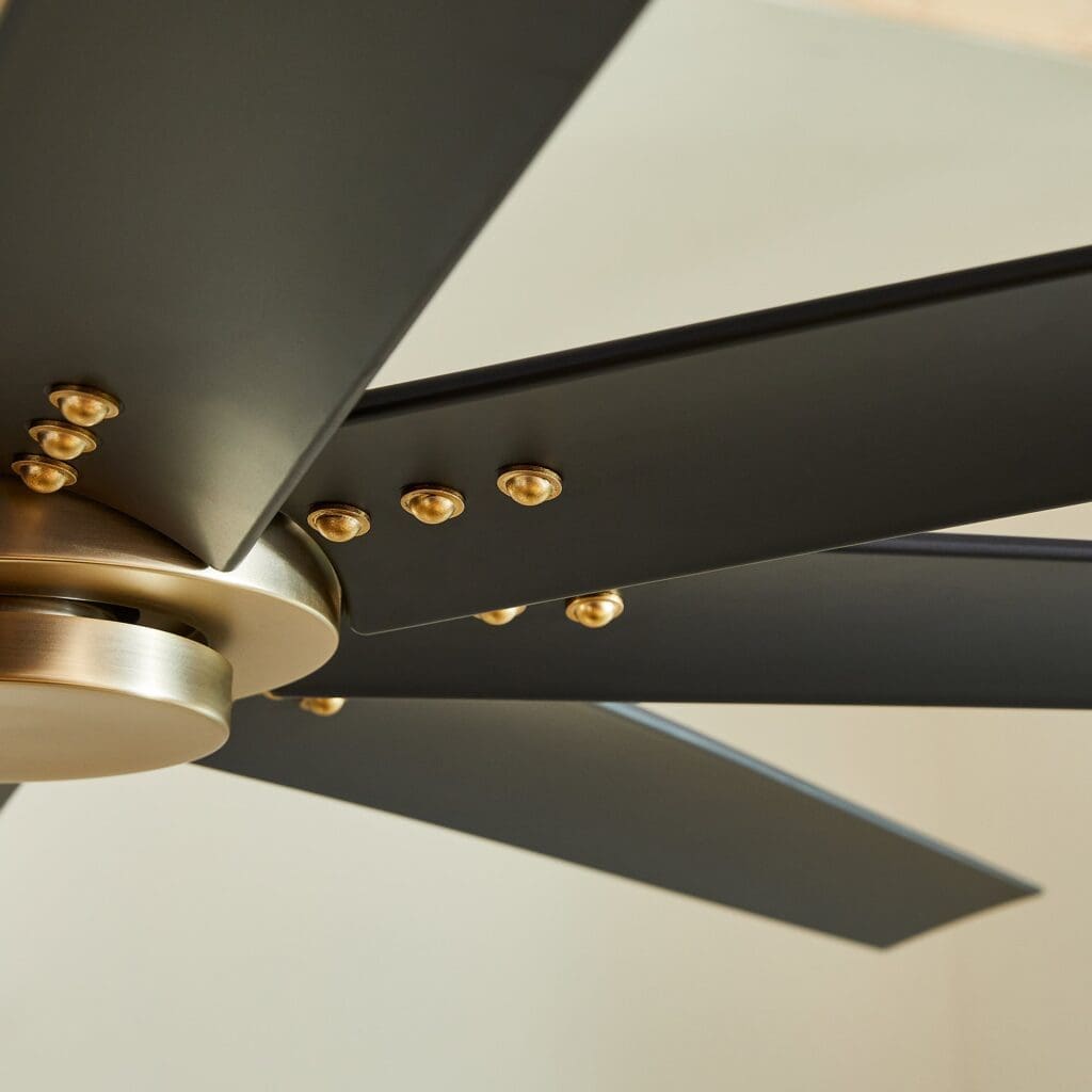Oxygen by Quorum FLEET 3-112-40 Ceiling Fan with Remote 56 inch, 8 Blade - Aged Brass, Black