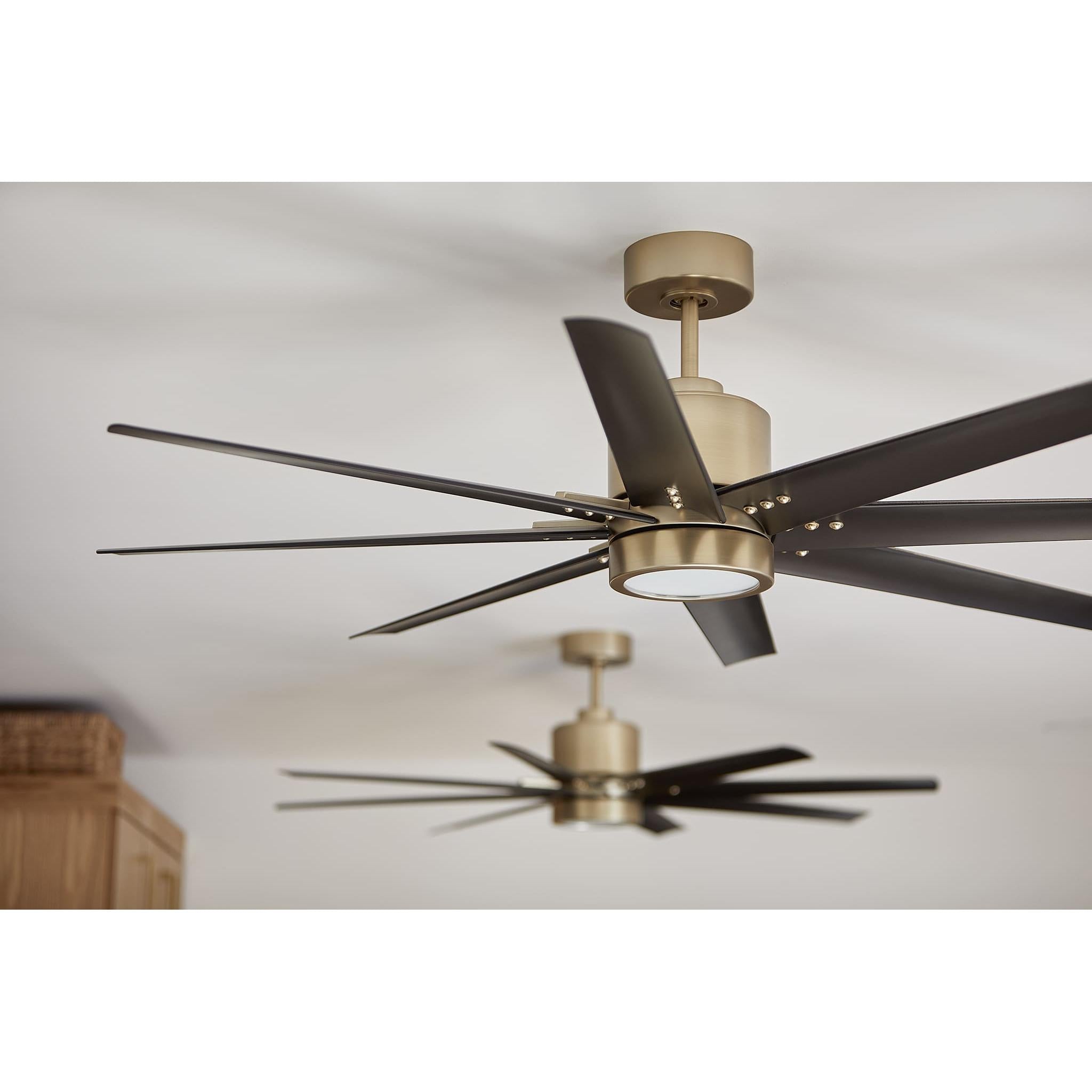 Oxygen by Quorum FLEET 3-112-40 Ceiling Fan with Remote 56 inch, 8 Blade - Aged Brass, Black