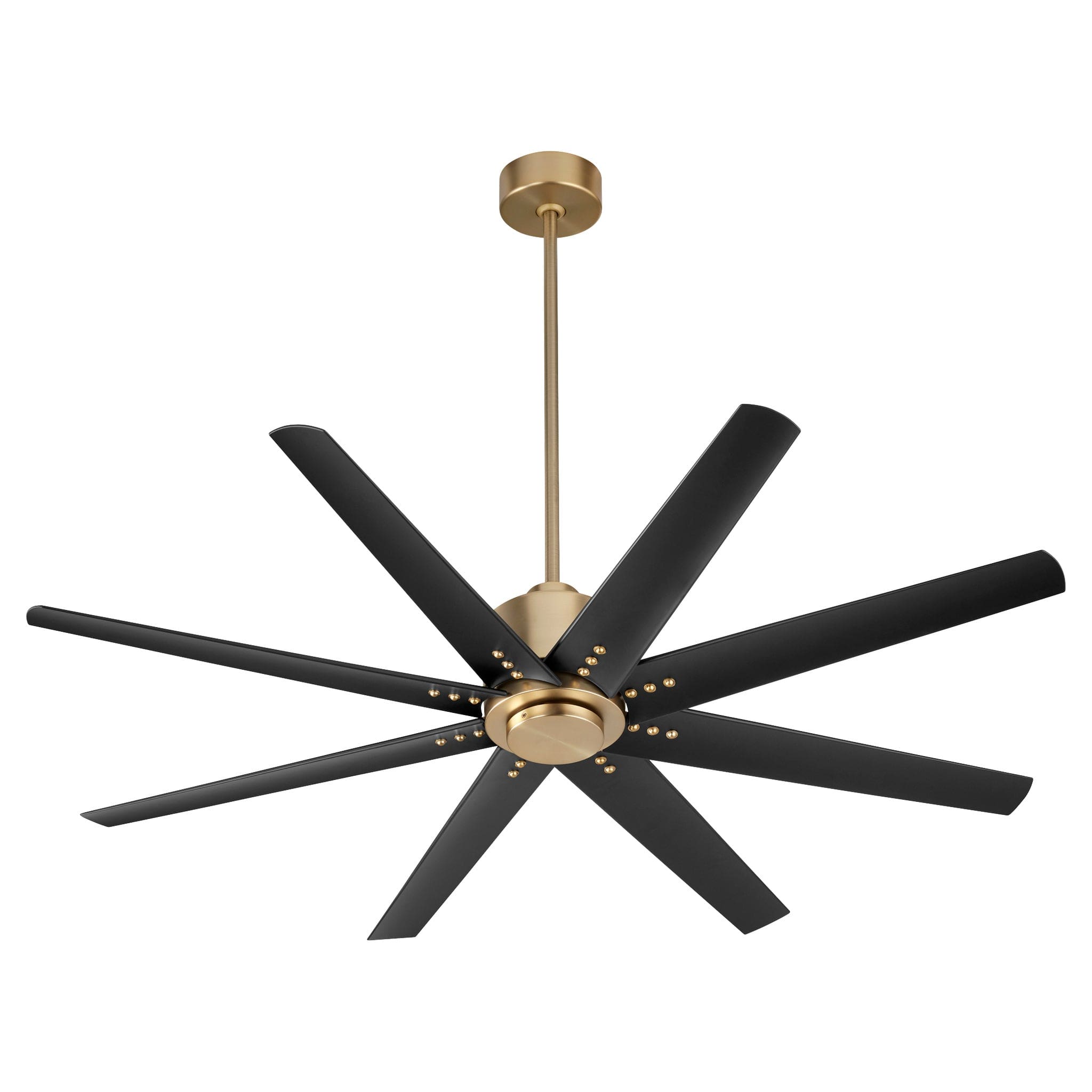 Oxygen by Quorum FLEET 3-112-40 Ceiling Fan with Remote 56 inch, 8 Blade - Aged Brass, Black