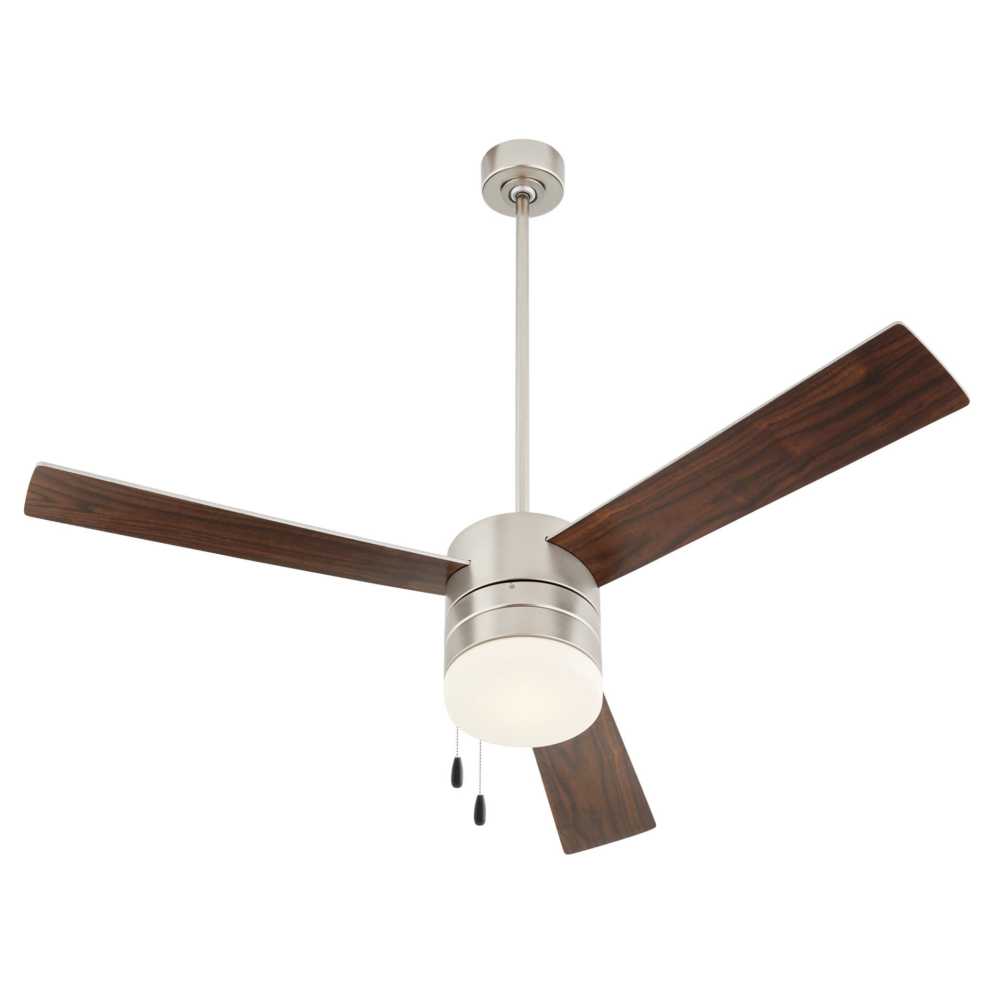 Oxygen Allegro 3-119-24 Pull Chain Ceiling Fan, 52 Inch - Satin Nickel, Silver/Walnut duo-toned blades