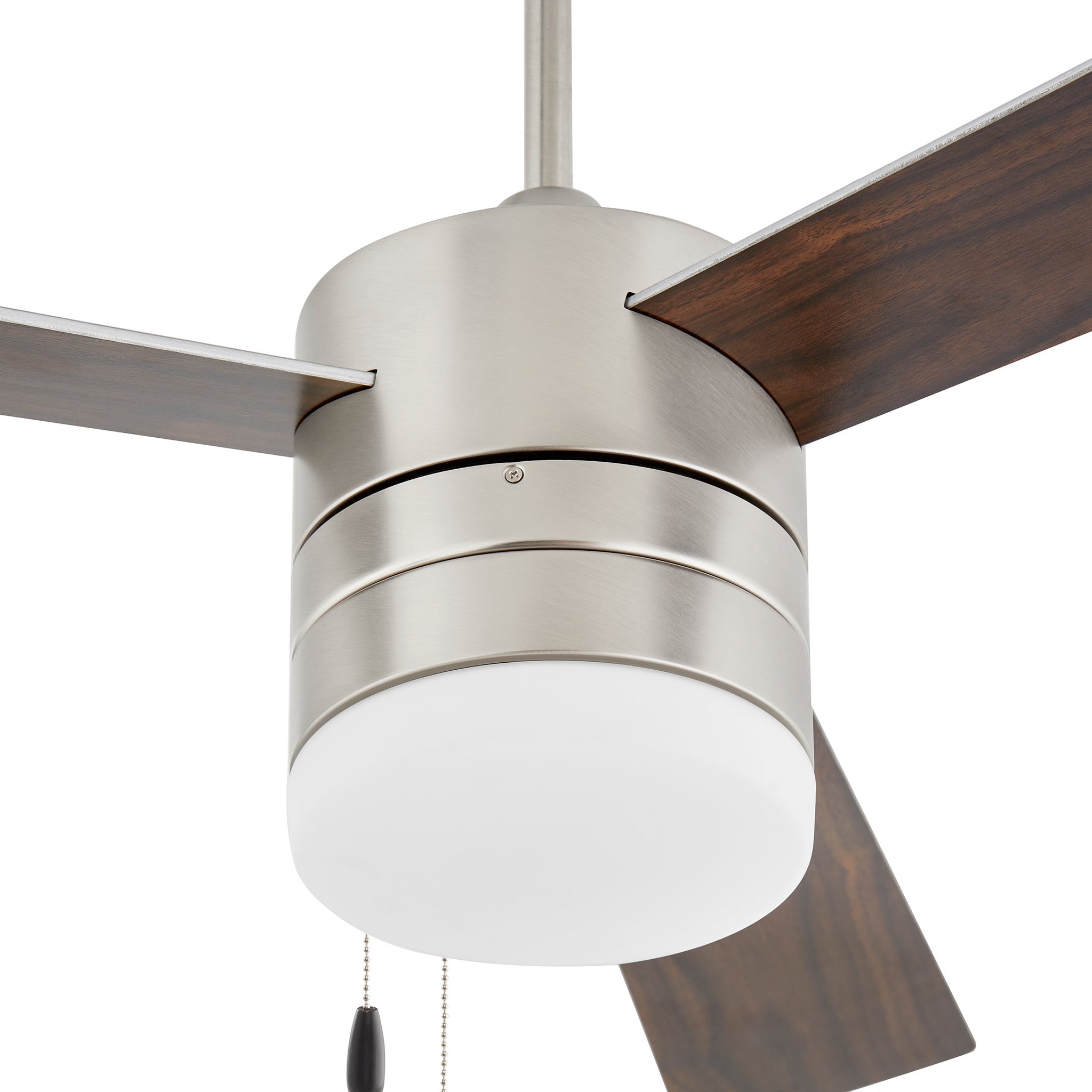 Oxygen Allegro 3-119-24 Pull Chain Ceiling Fan, 52 Inch - Satin Nickel, Silver/Walnut duo-toned blades