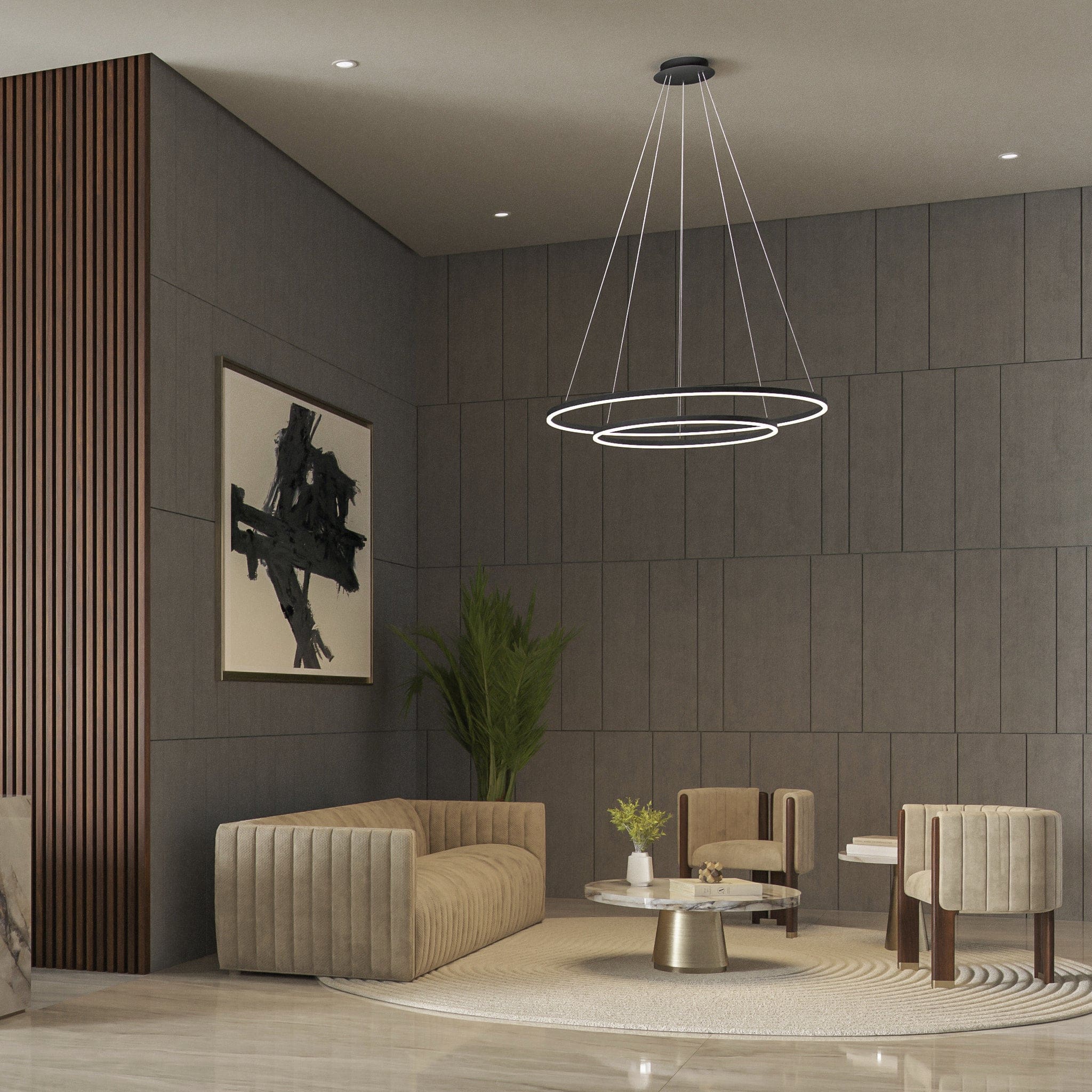 Oxygen by Quorum CIRCULO 3-6548-15 Pendant Transitional - Black