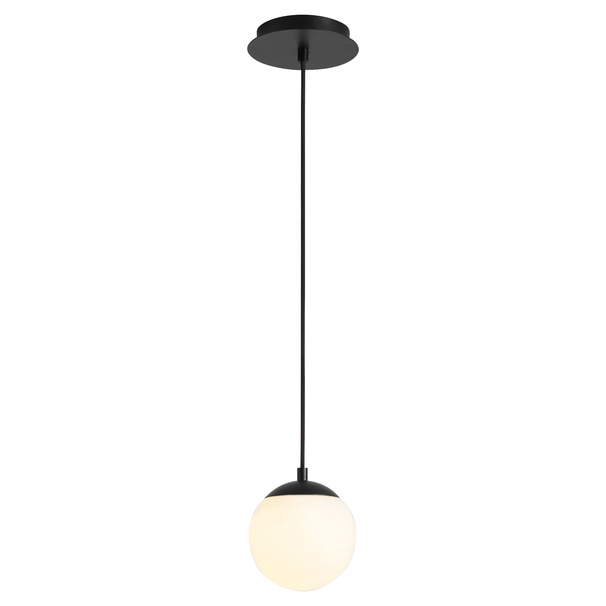 Oxygen by Quorum 3-670-27 Pendant Light Fixture, UL Damp Rated, Black - Satin Opal Diffuser