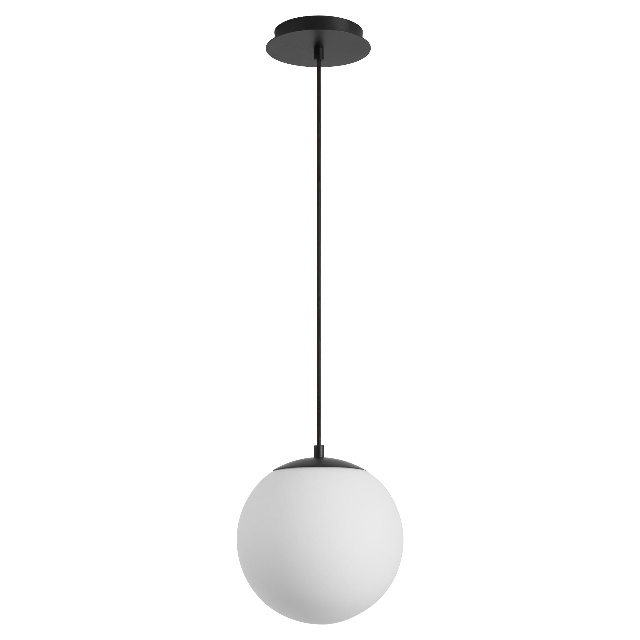 Oxygen Luna 3-672-15 Classic Glass Globe Pendant, 10 inch, 3000K - Black, Satin Opal Glass Diffuser
