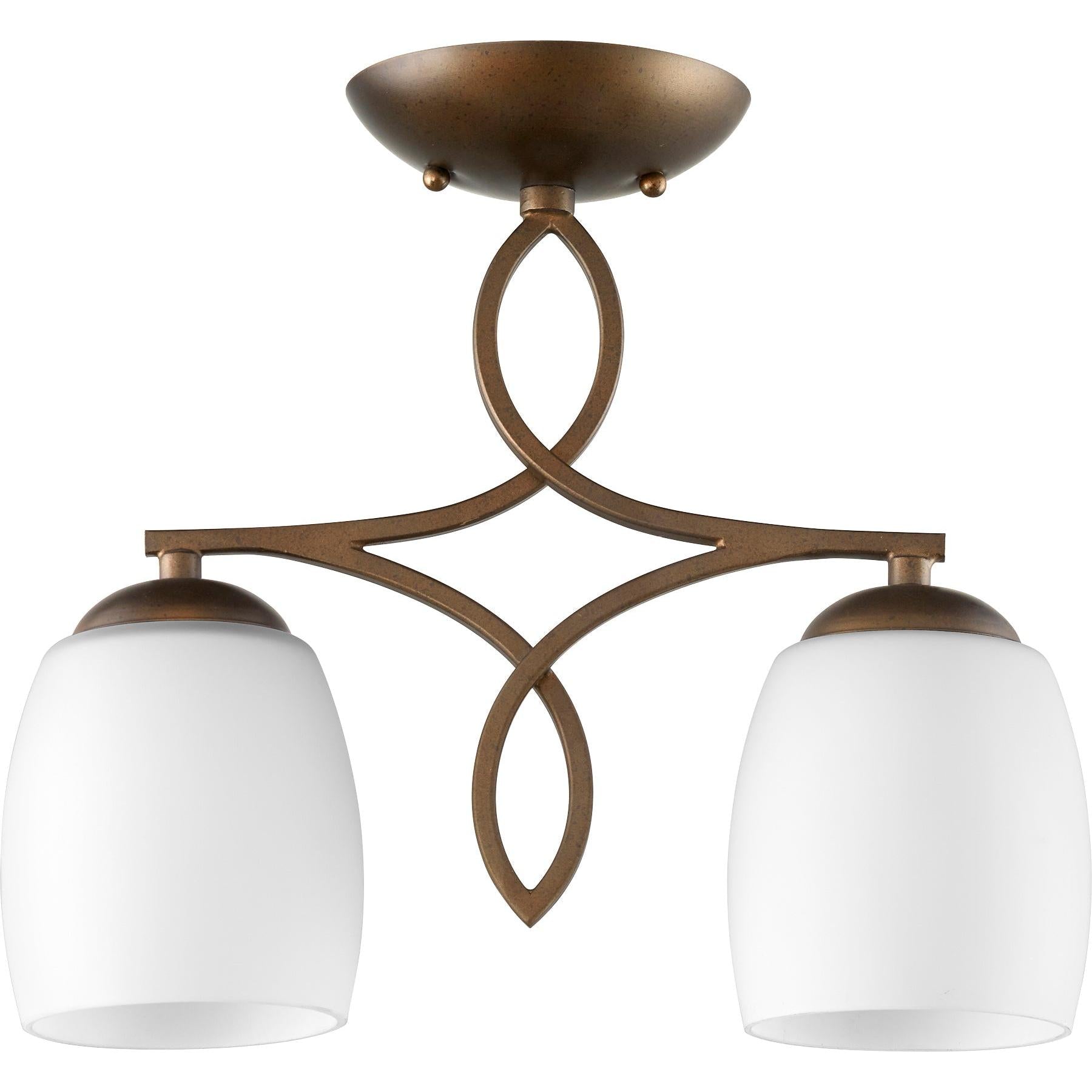 Quorum Willingham 3212-2-186 Ceiling Mount - Oiled Bronze W/ Satin Opal