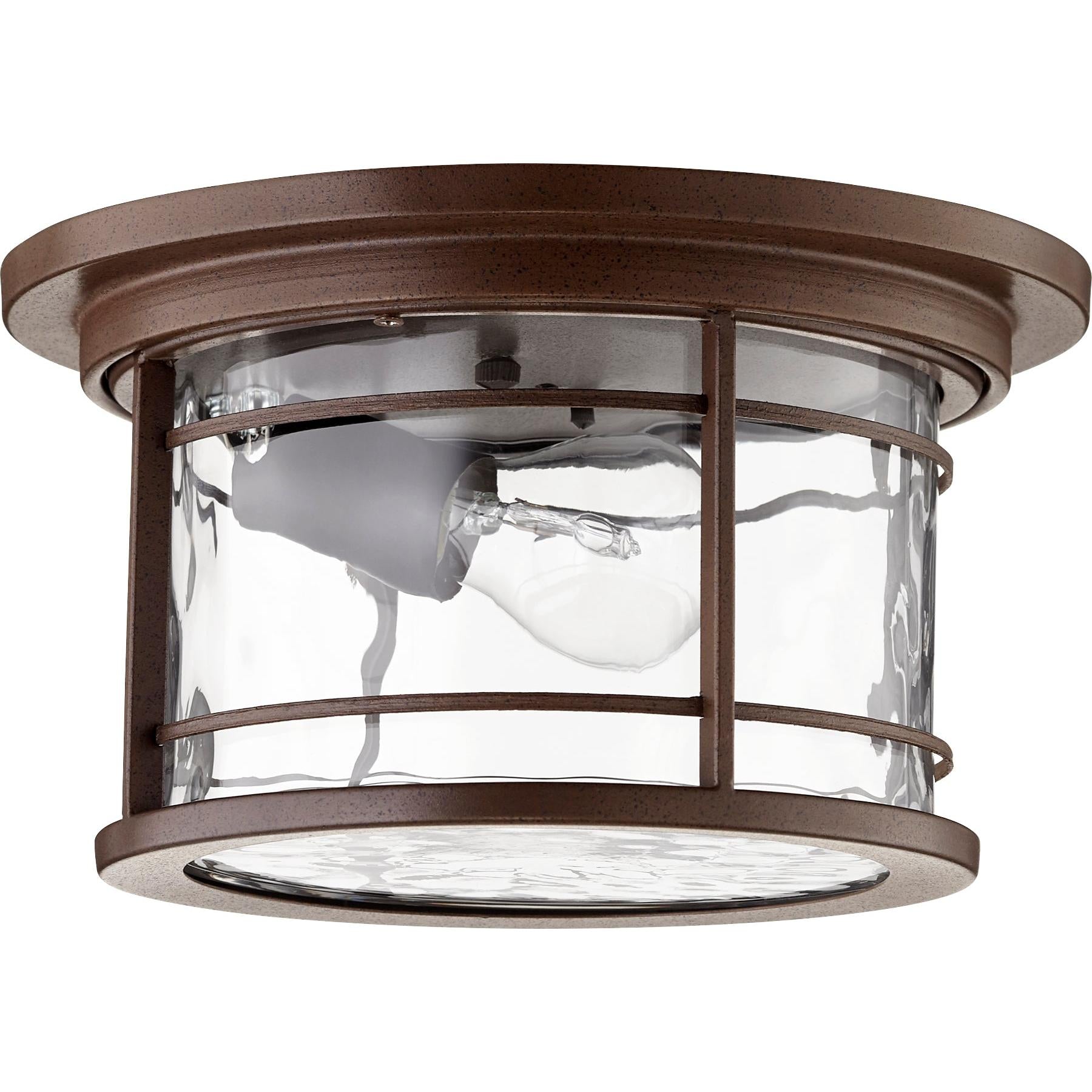 Quorum Larson 3916-11186 Ceiling Mount - Oiled Bronze W/ Clear Hammered Glass