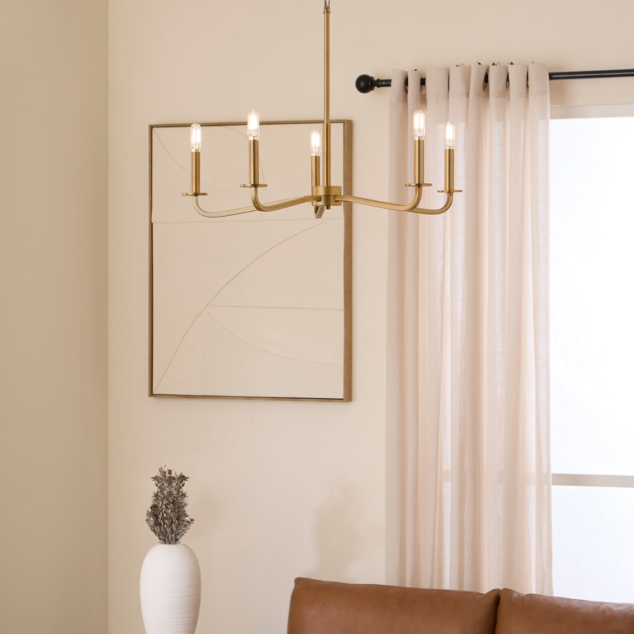 Quorum RUTHERFORD 6307-5-47 Chandelier - Brushed Brass