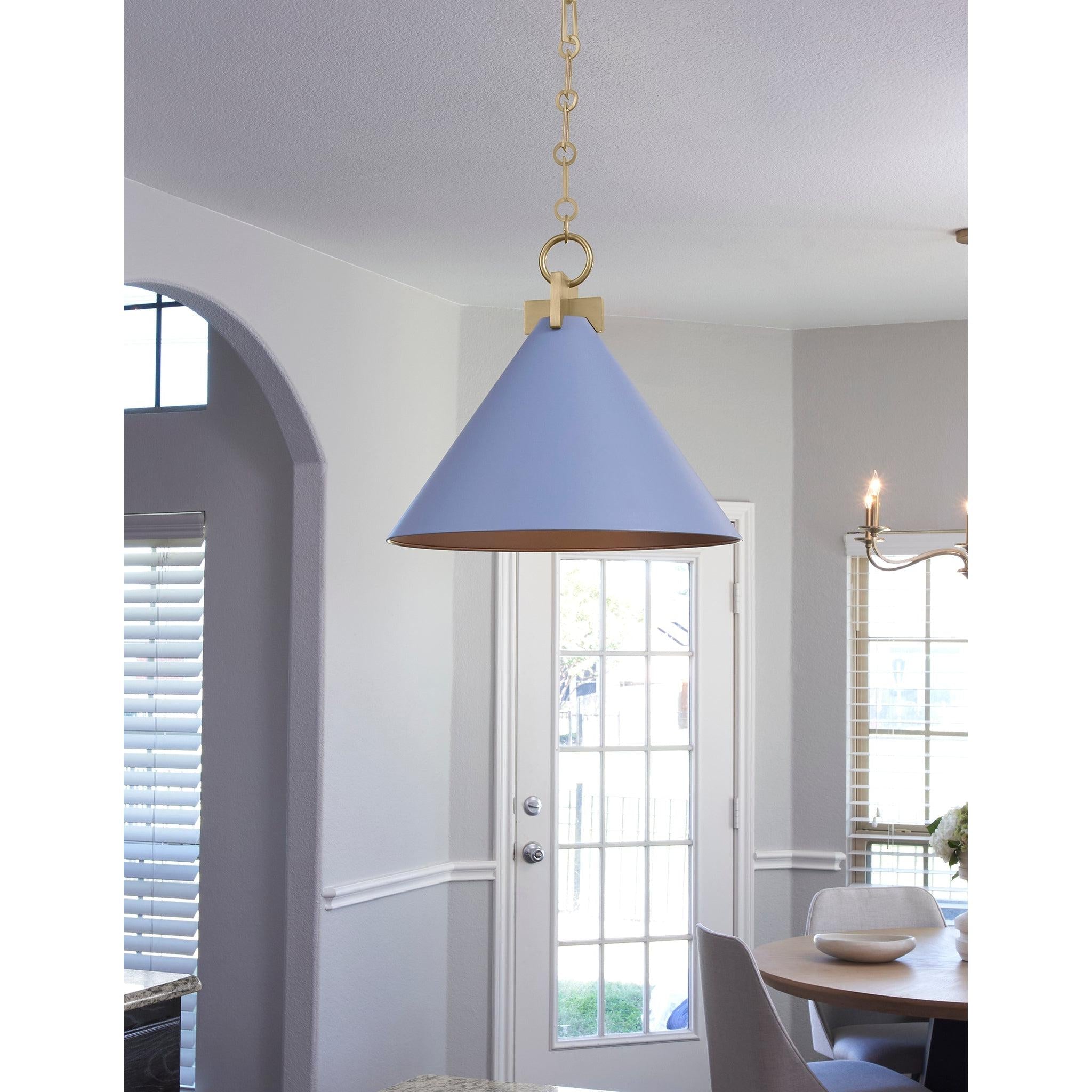 Quorum Jackson 68-16-1280 Pendant - Blue W/ Aged Brass