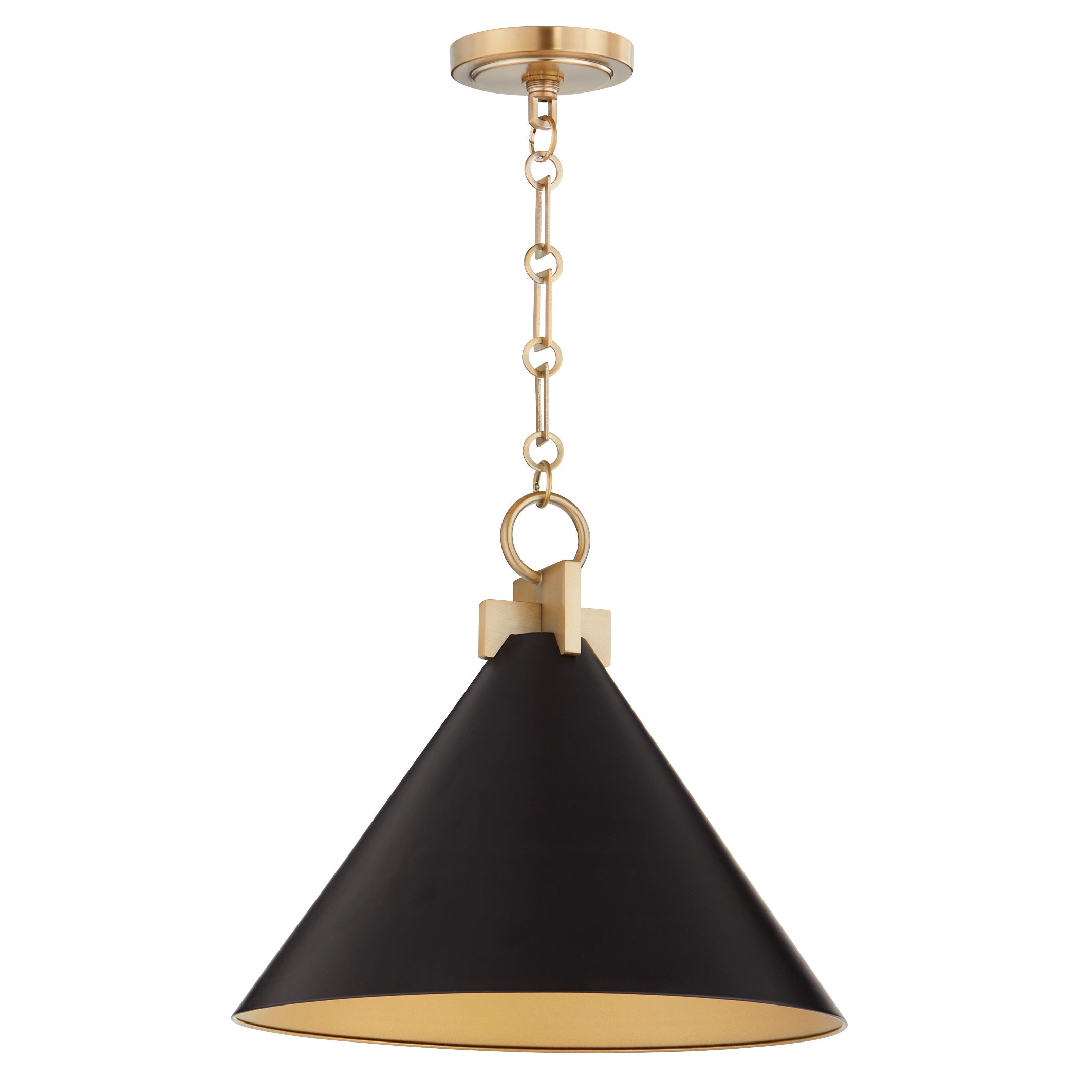 Quorum Jackson 68-16-5980 Pendant - Matte Black W/ Aged Brass