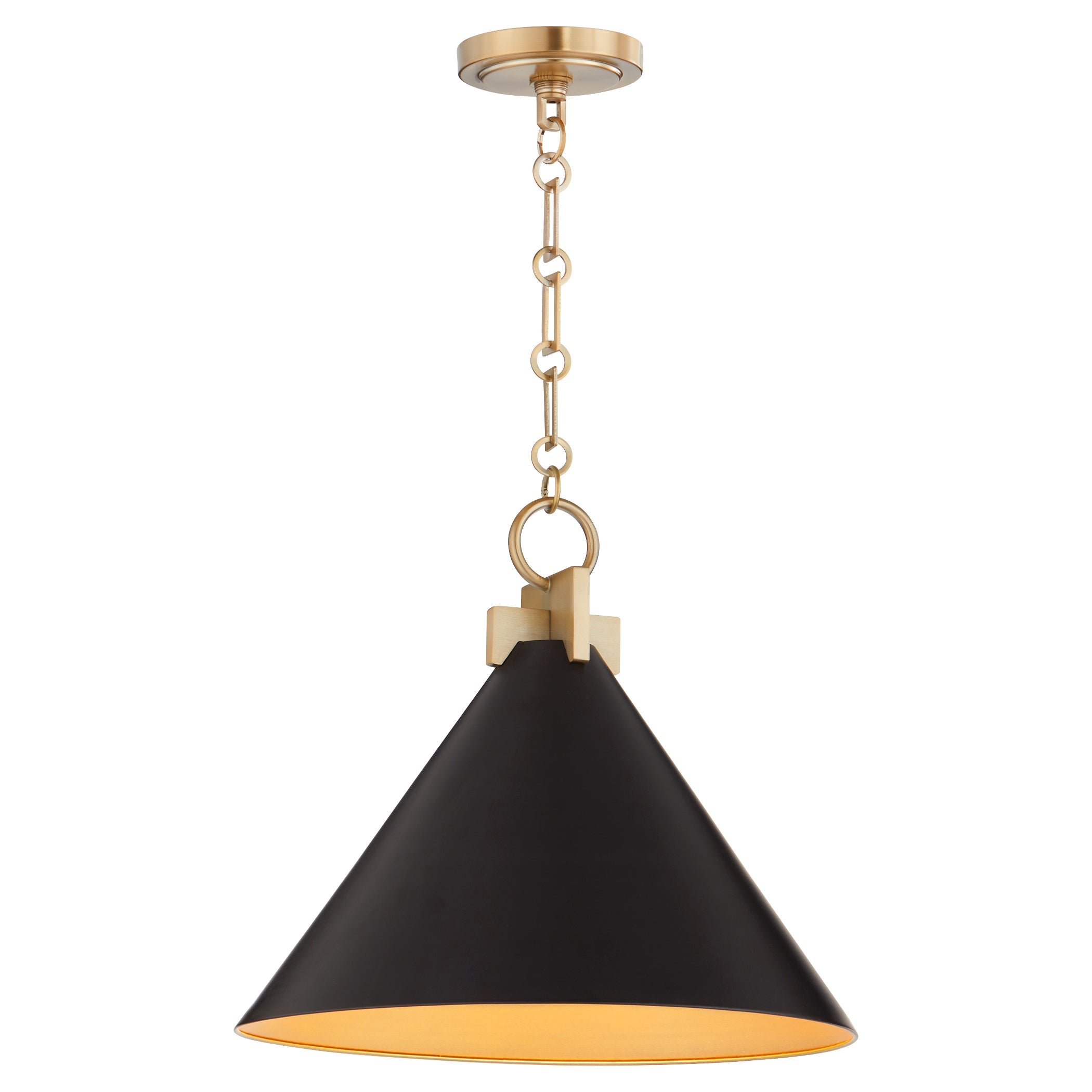 Quorum Jackson 68-16-5980 Pendant - Matte Black W/ Aged Brass