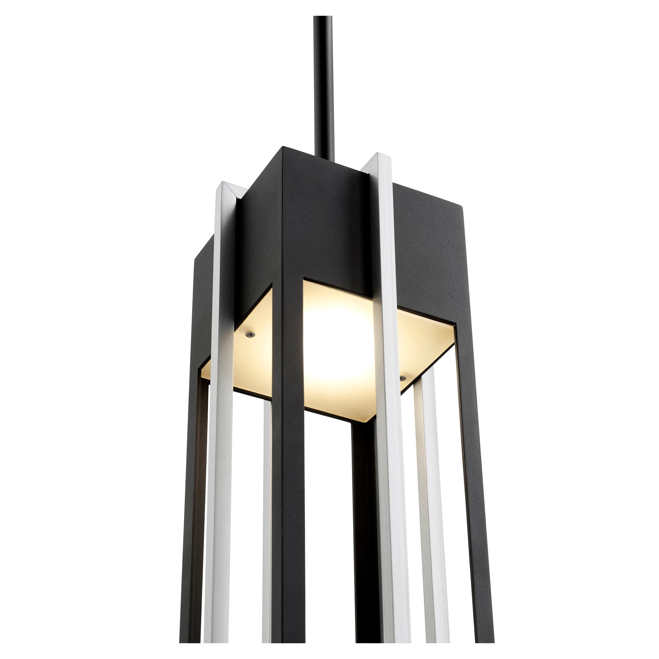 Quorum Al Fresco 712-18-69 Pendant - Textured Black W/ Brushed Aluminum