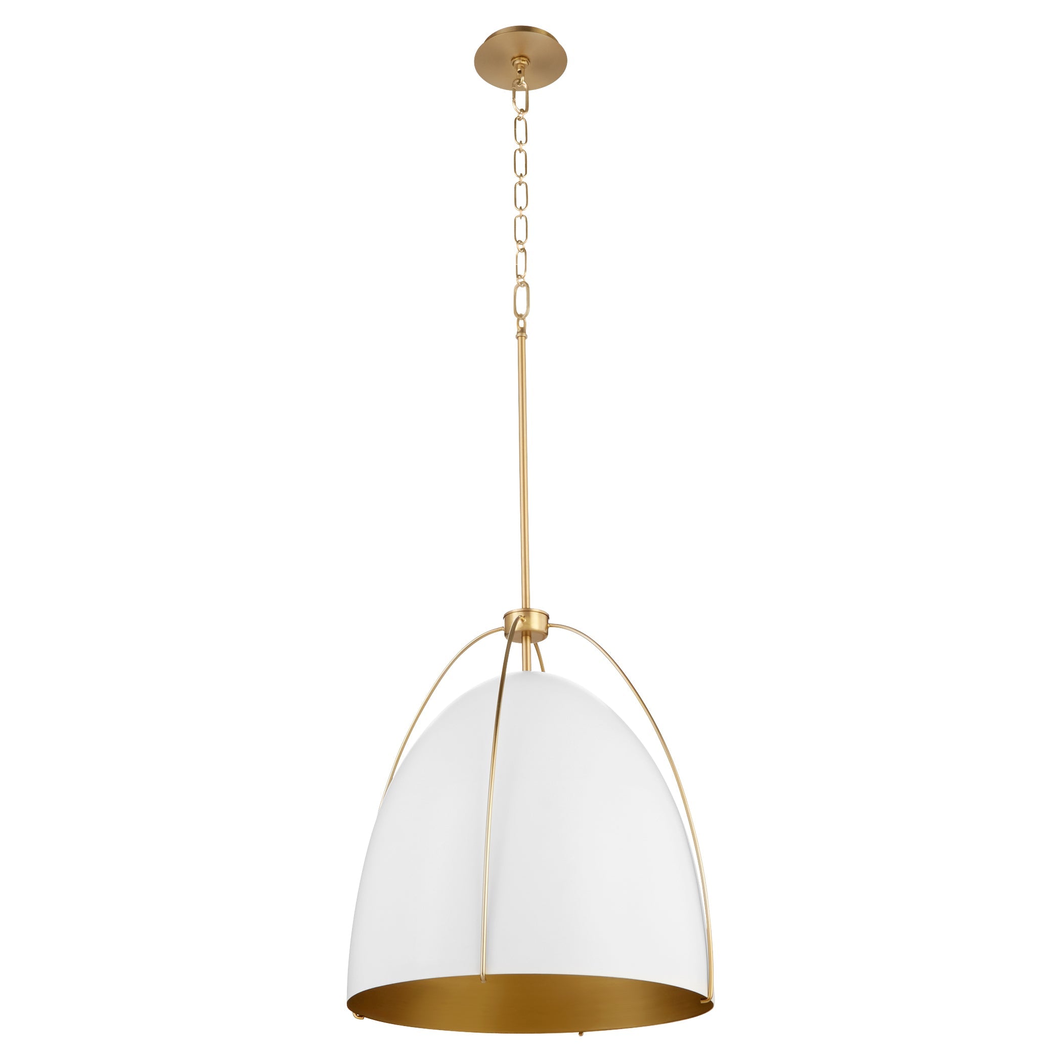 Quorum Jamie 860-3-0880 Pendant - Studio White W/ Aged Brass