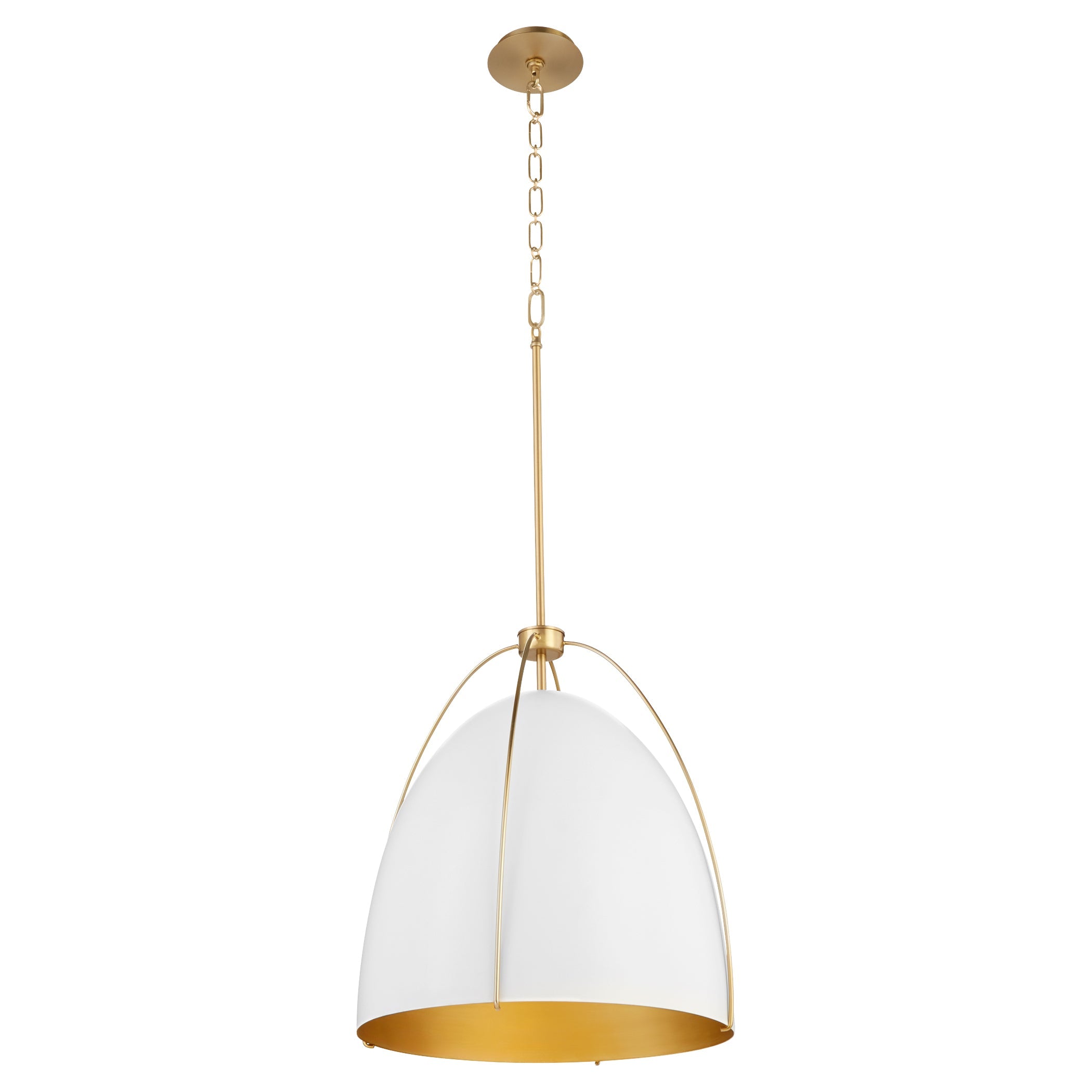 Quorum Jamie 860-3-0880 Pendant - Studio White W/ Aged Brass