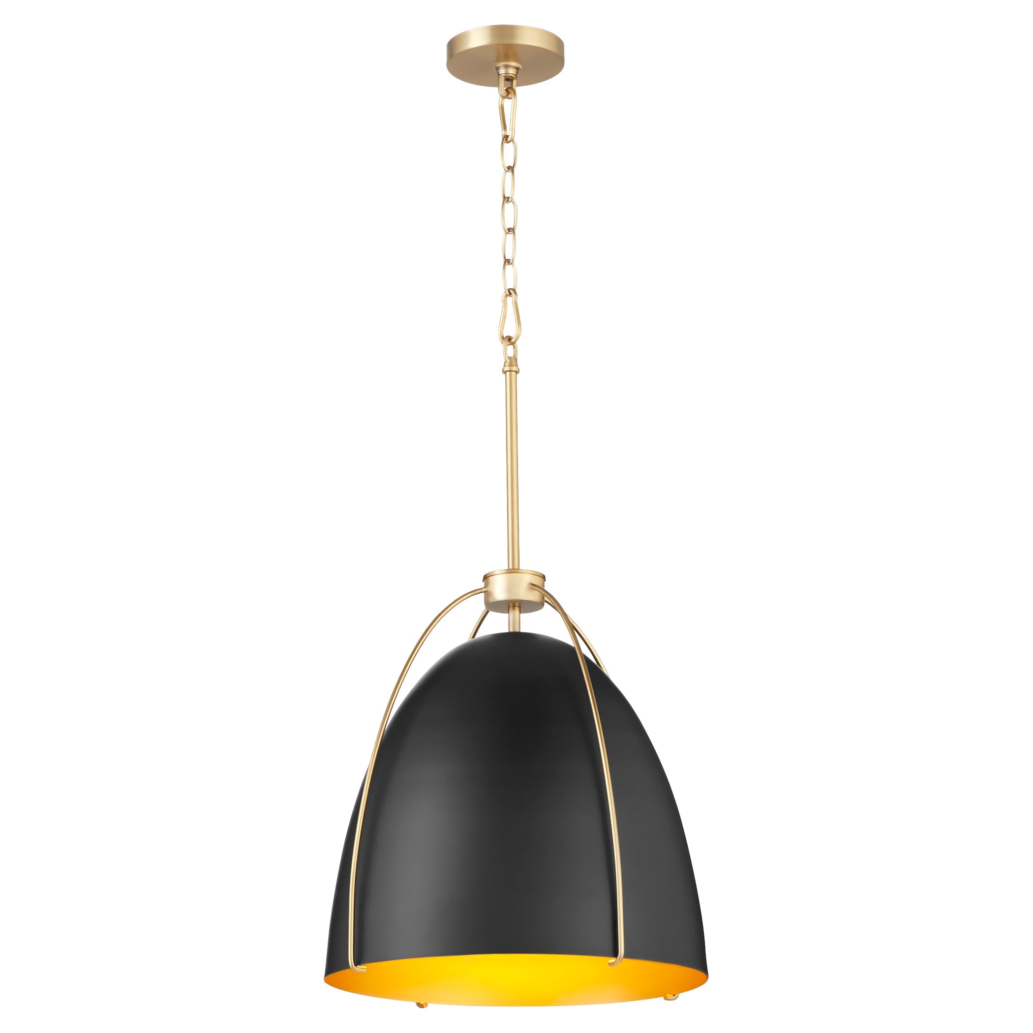 Quorum Jamie 860-3-5980 Pendant - Matte Black W/ Aged Brass