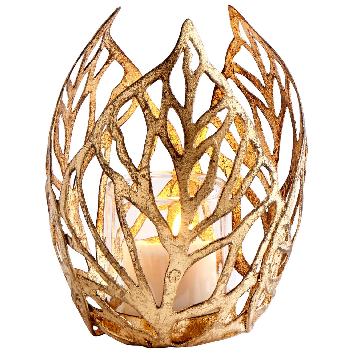 Cyan Design 09050 Sunrise Flame Candleholder - Antique Gold - Small