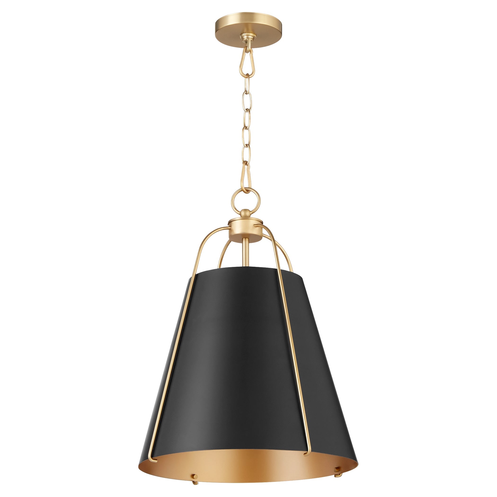 Quorum Ellen 861-1-5980 Pendant - Matte Black W/ Aged Brass