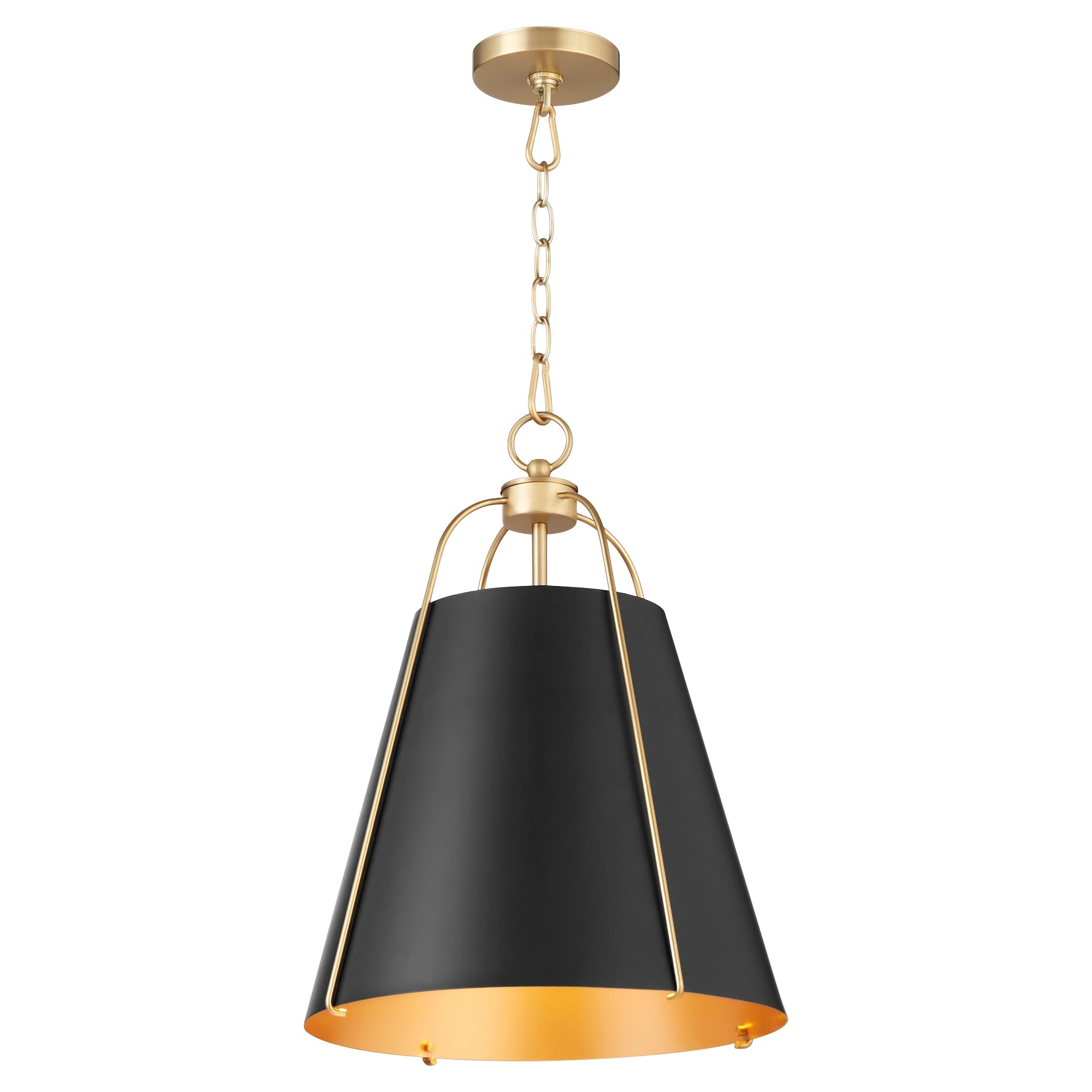 Quorum Ellen 861-1-5980 Pendant - Matte Black W/ Aged Brass