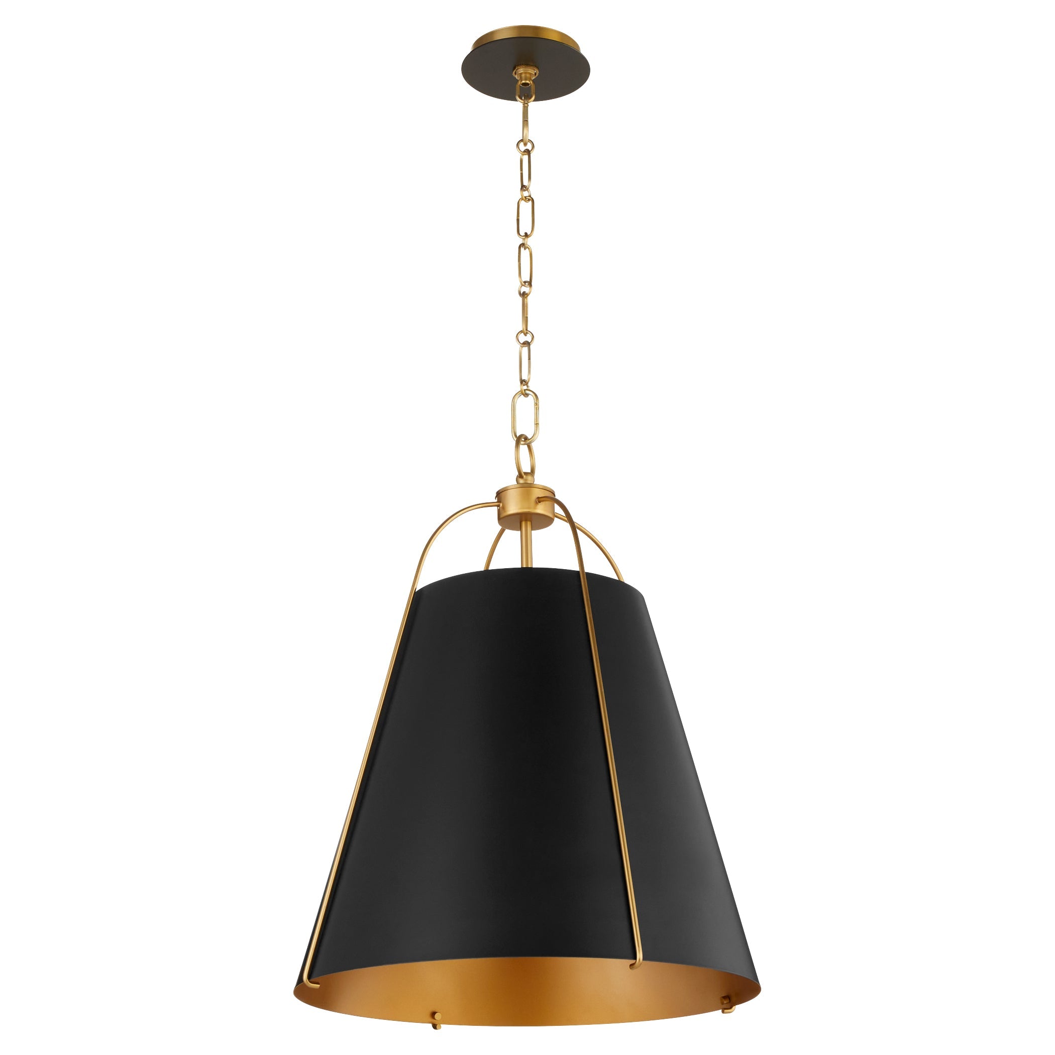 Quorum Ellen 861-3-5980 Pendant - Matte Black W/ Aged Brass