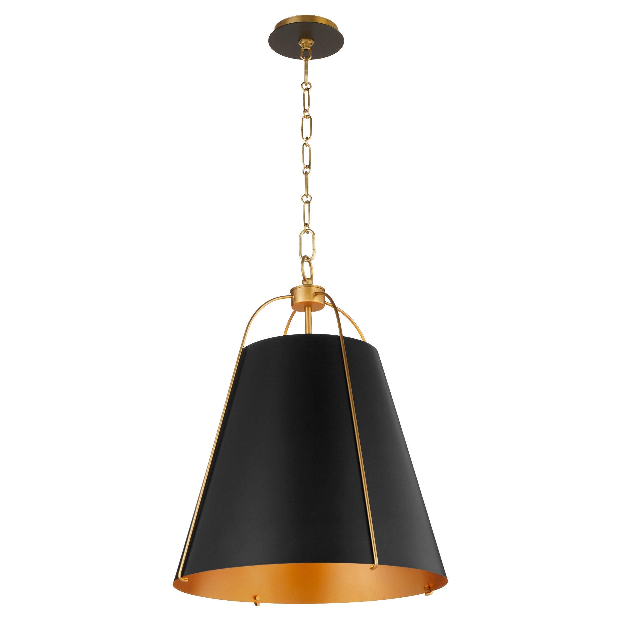 Quorum Ellen 861-3-5980 Pendant - Matte Black W/ Aged Brass