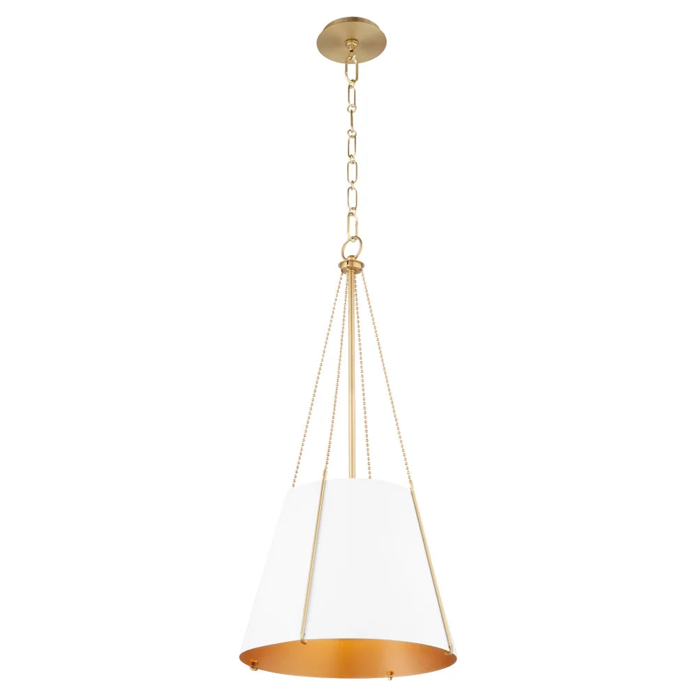 Quorum DENISE 862-3-0880 Pendant - Studio White W Aged Brass
