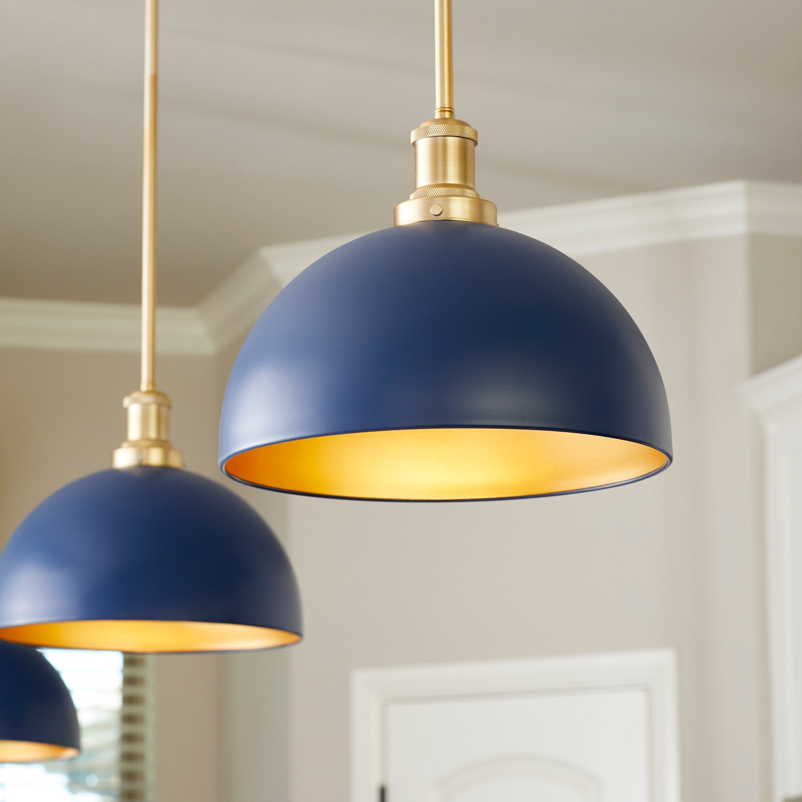 Quorum 876-3280 Pendant - Blue W/ Aged Brass