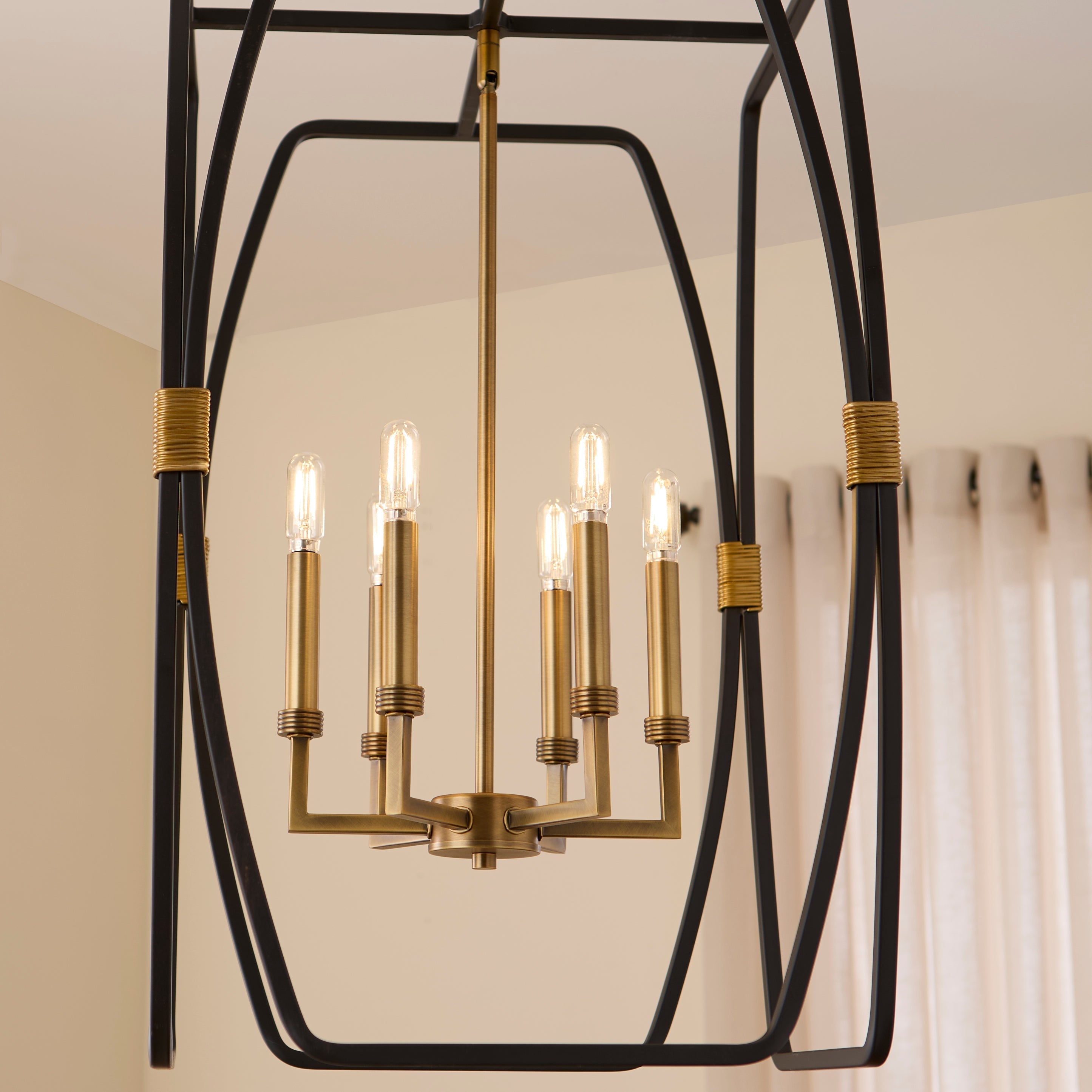 Quorum BISHOP 880-6-5947 Pendant - Matte Black Brushed Brass