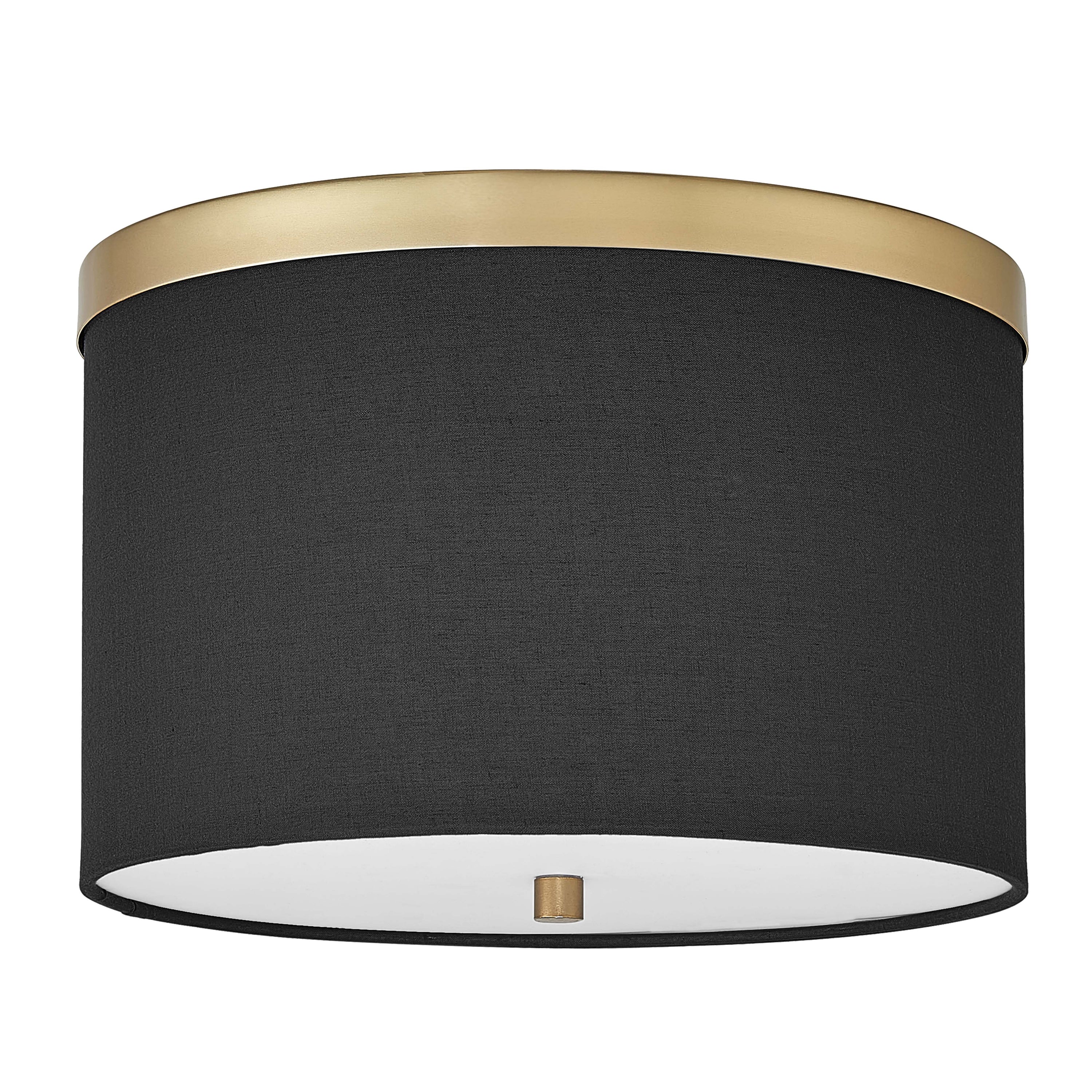 Dainolite FRD-122FH-AGB-BK 2 Light Incandescent Flush Mount Aged Brass with Black Shade