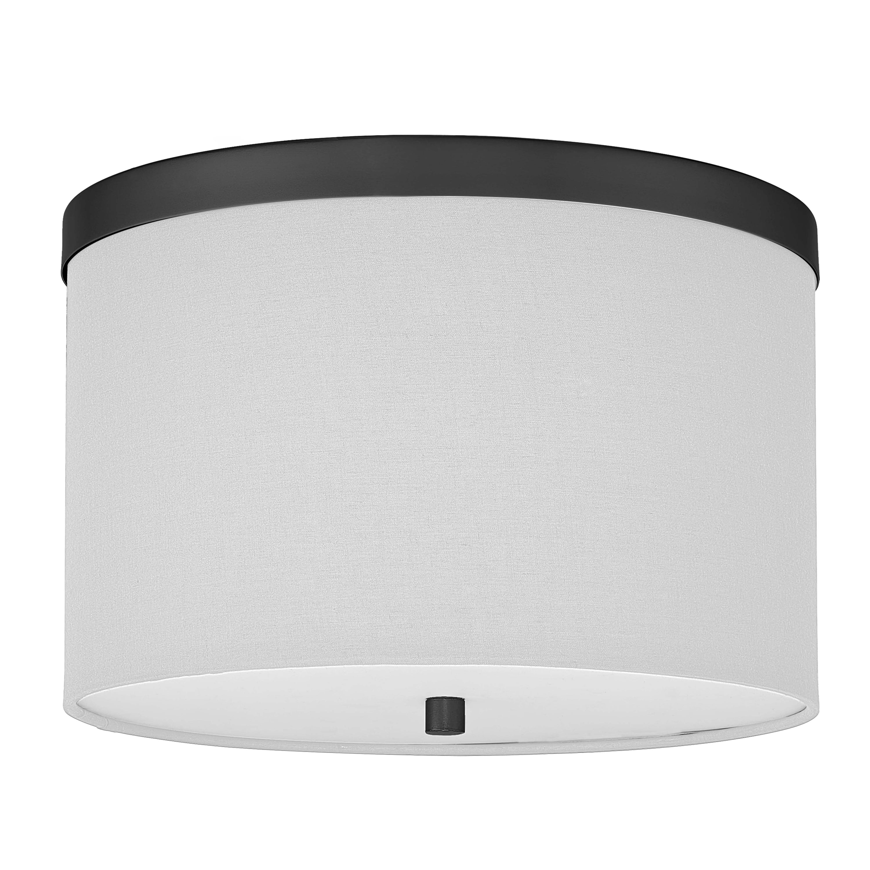 Dainolite FRD-122FH-MB-WH 2 Light Incandescent Flush Mount Matte Black with White Shade