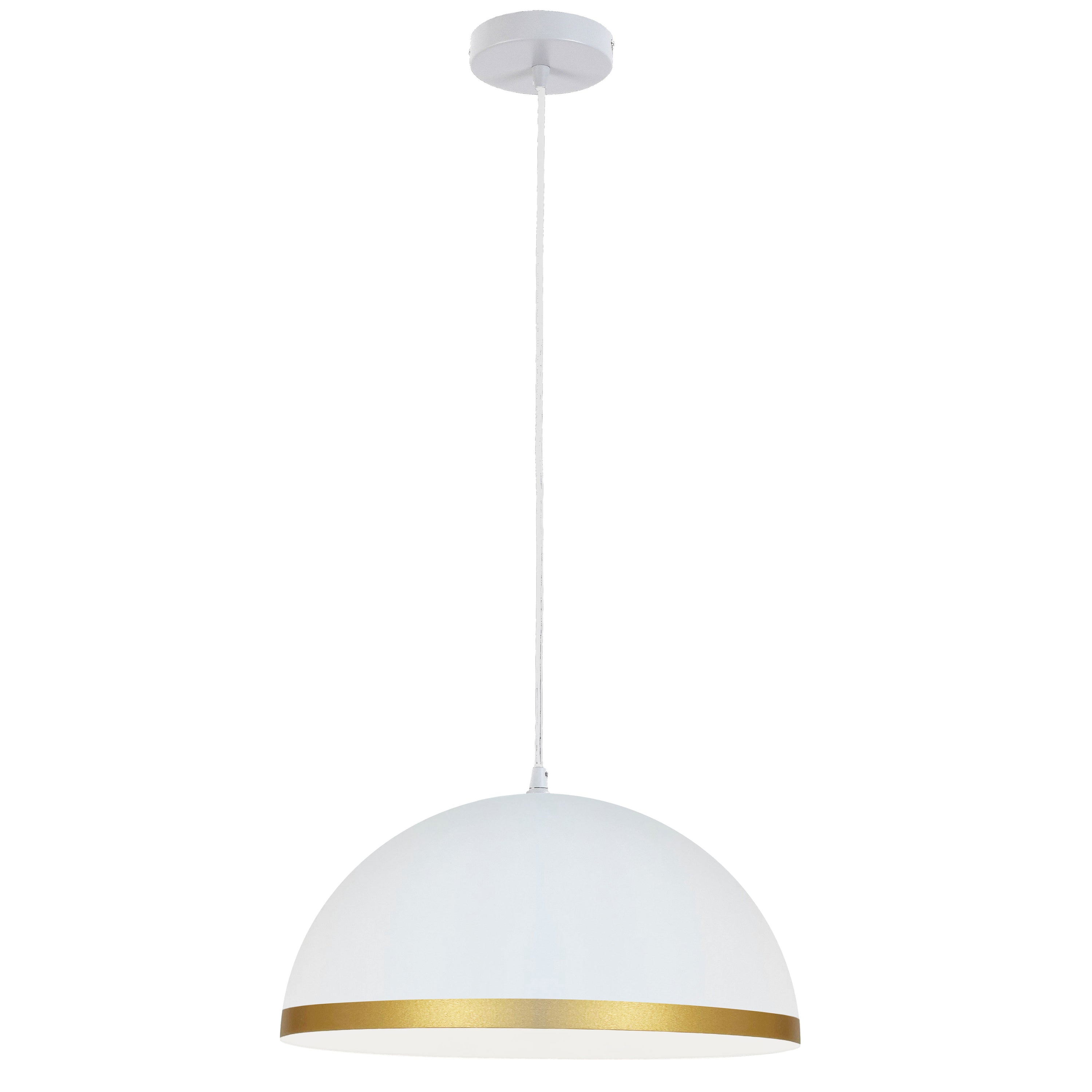 Dainolite OFE-161P-MW-GLD 1 Light Incandescent Pendant Matte White with Gold Trim