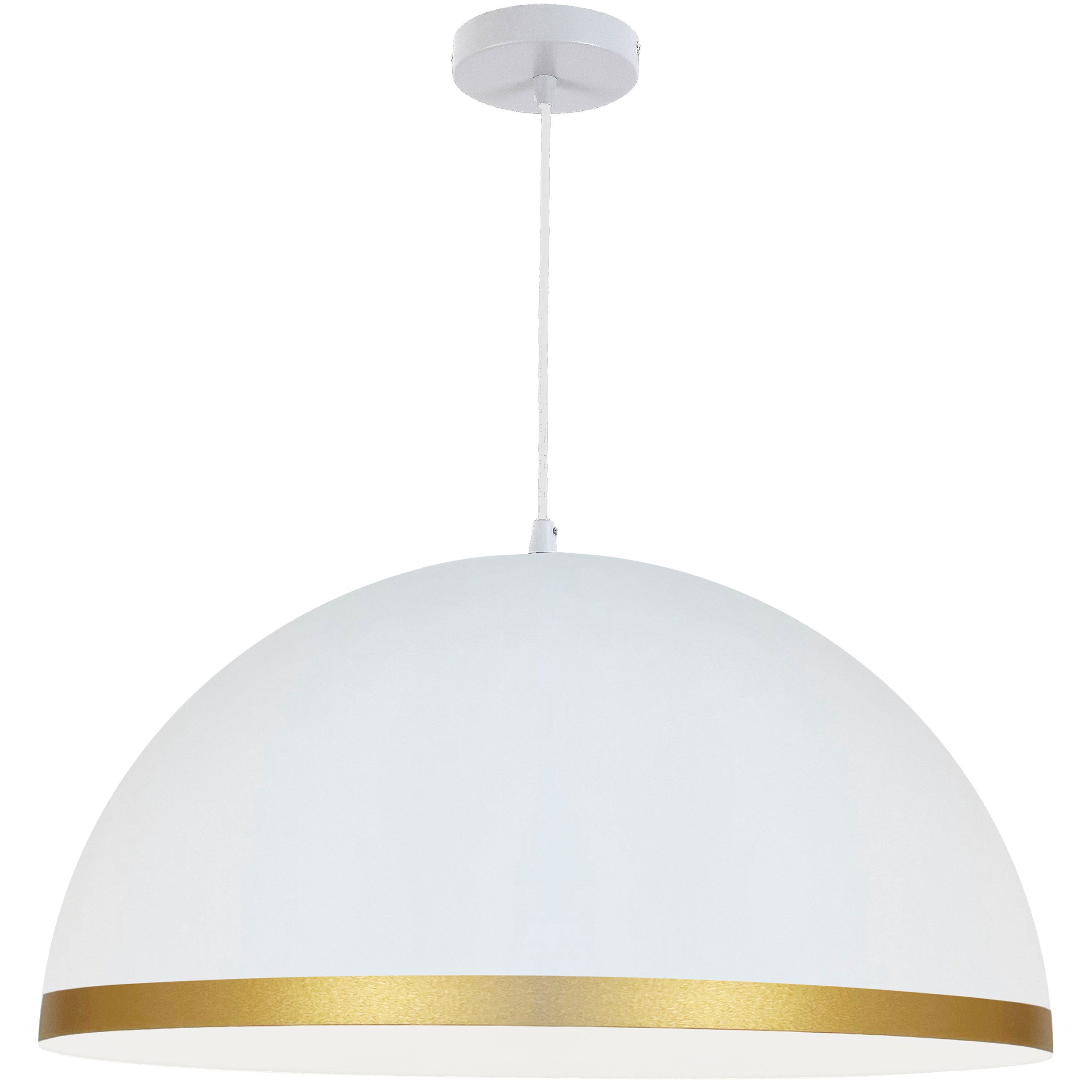 Dainolite OFE-201P-MW-GLD 1 Light Incandescent Pendant Matte White with Gold Trim