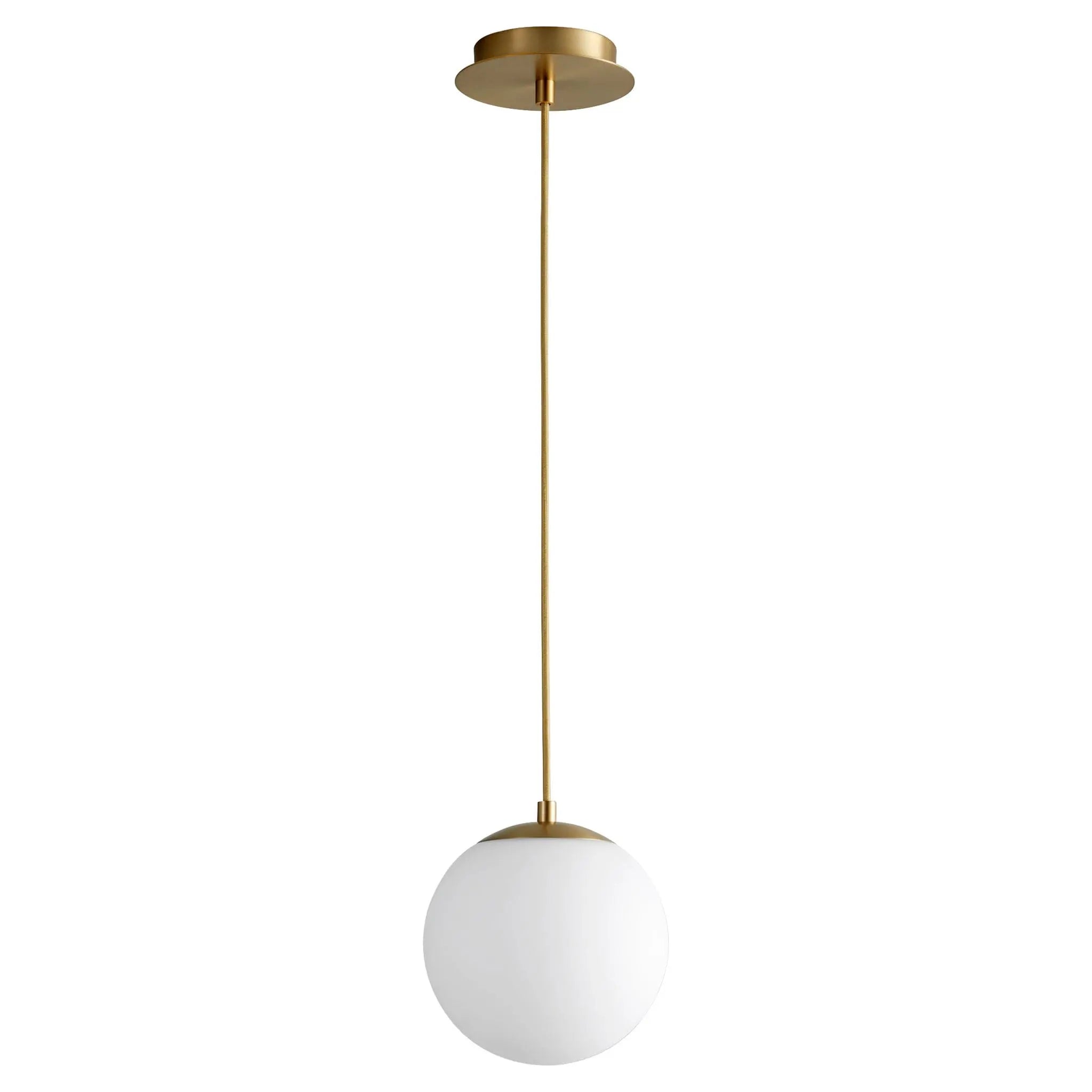 Oxygen by Quorum LUNA 3-671-40 Glass Globe LED Pendant Light, 3000K LED, 8 inch - Aged Brass, Matte Opal Glass