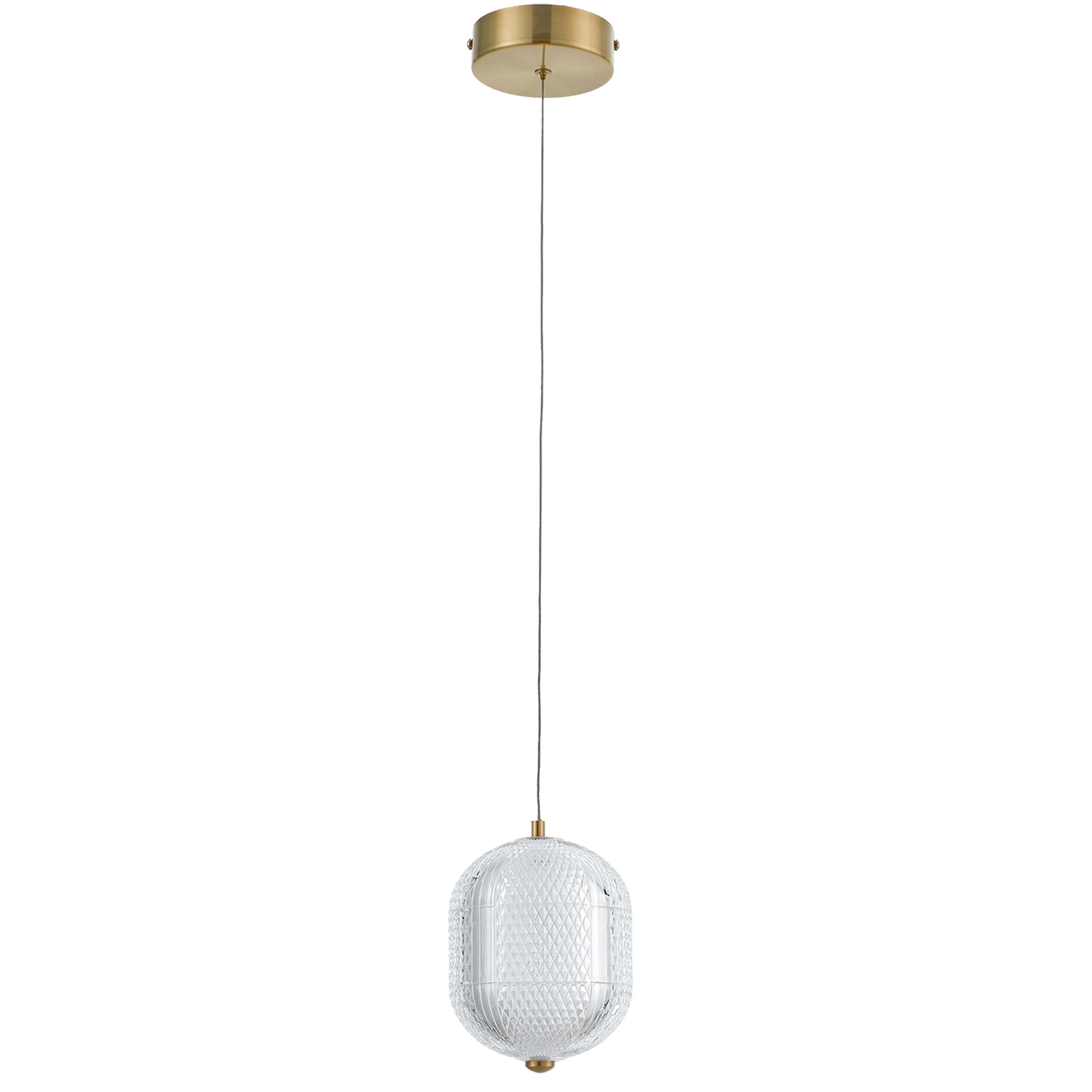 Dainolite PRI-67LEDP-AGB 7.5W Pendant Aged Brass with Clear Acrylic Diffuser