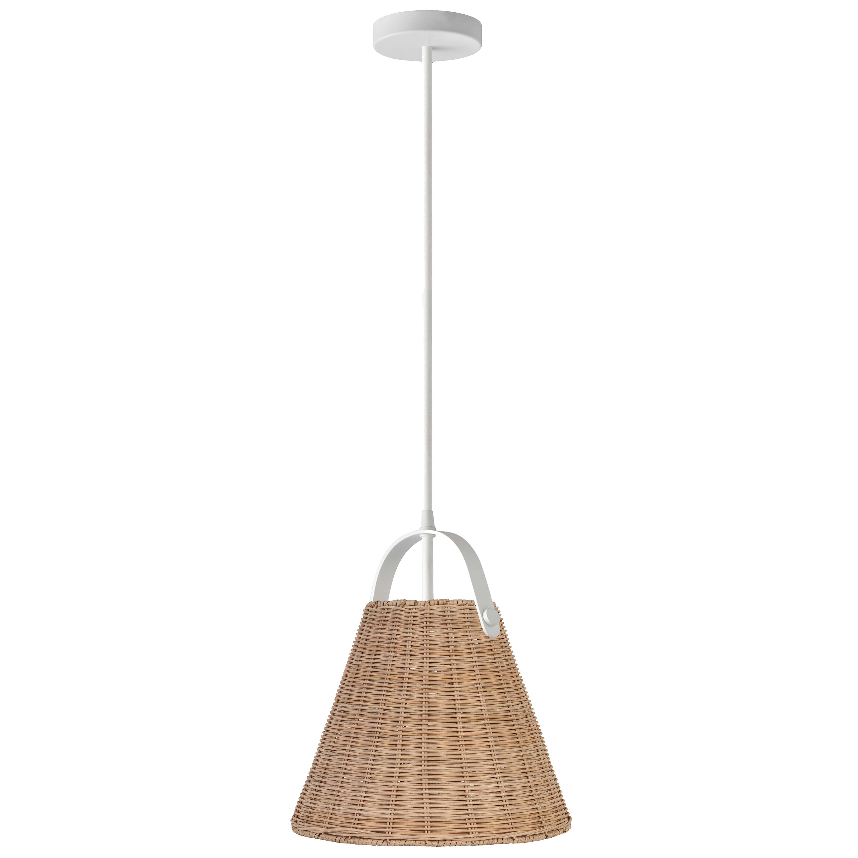 Dainolite SND-141P-MW 1 Light Incandescent Pendant Matte White with Wicker Shade