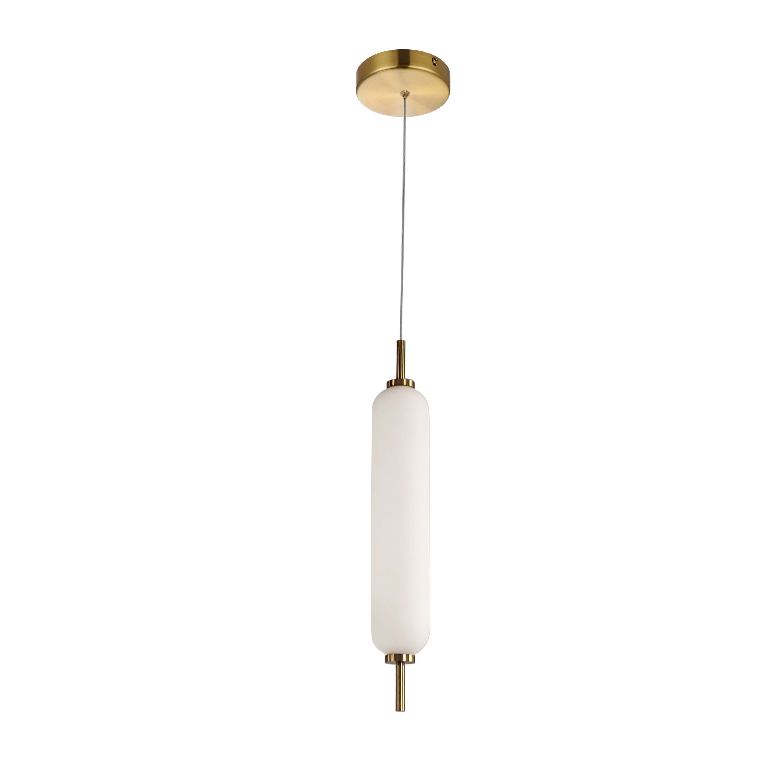 Dainolite TYA-141LEDP-AGB 10W Pendant Aged Brass with White Opal Glass