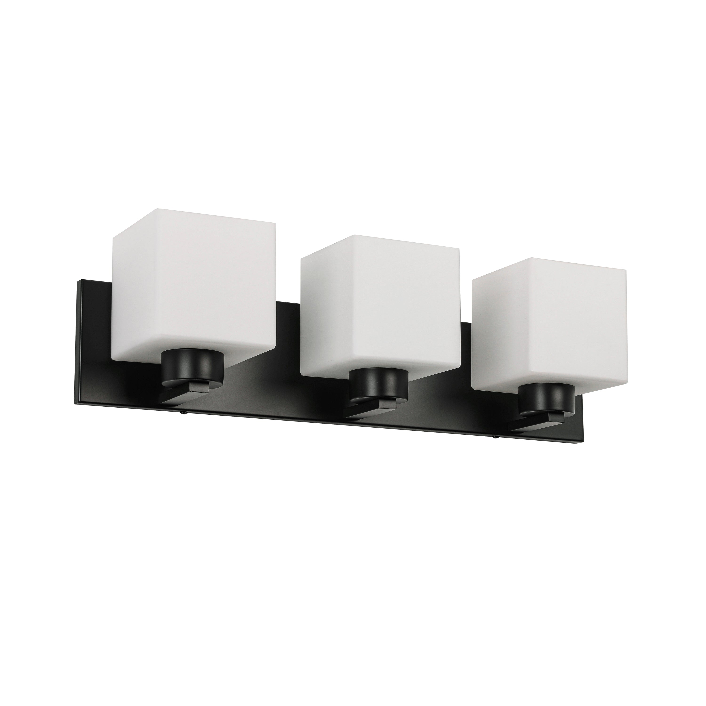 Dainolite VED-223W-MB 3 Light Vanity Matte Black with White Opal Glass