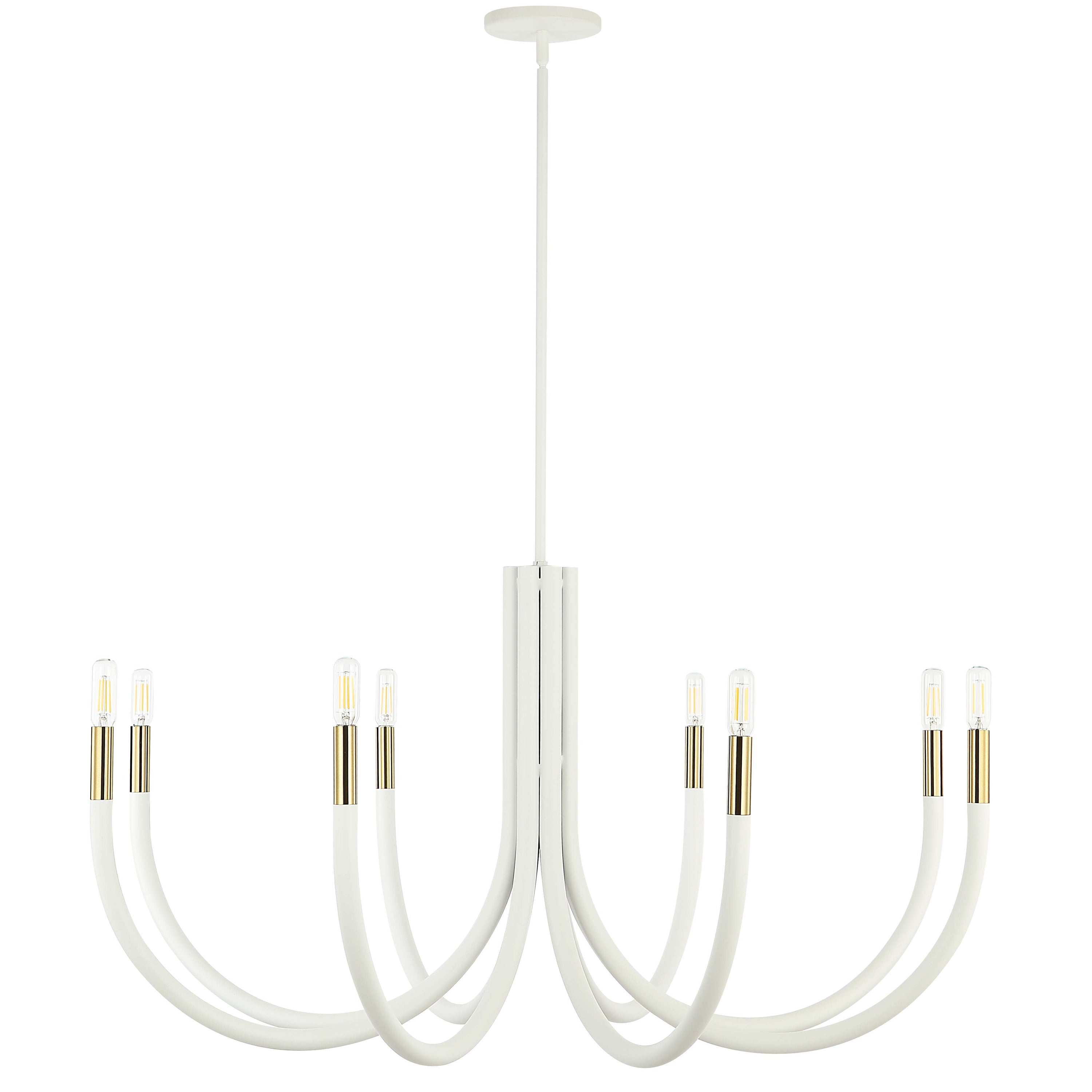 Dainolite WAN-388C-SW-AGB 8 Light Incandescent Chandelier Sand White & Aged Brass