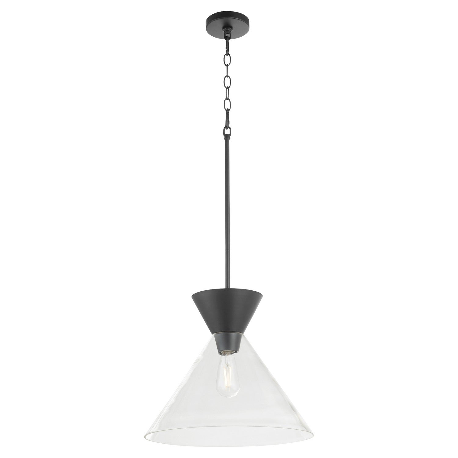 Quorum Beldar 8119-259 Pendant - Matte Black W/ Clear Glass