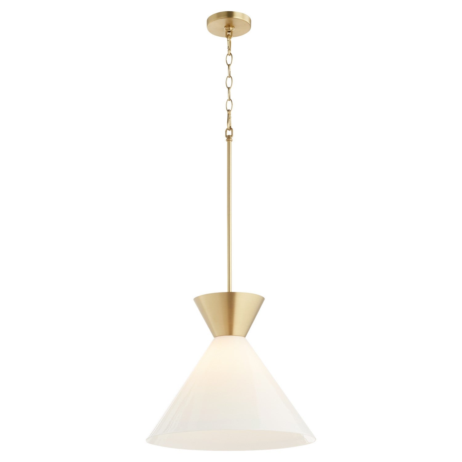 Quorum Beldar 8119-80 Pendant - Aged Brass W/ Gloss Opal