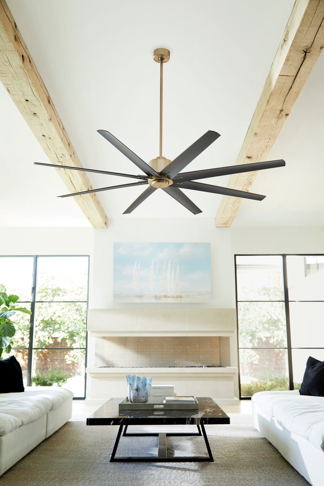 Oxygen FLEET Ceiling Fan with Remote 72 Inch Eight Blade Fan - 6 Speed Reversible, Optional LED Light Kit, Damp Rated