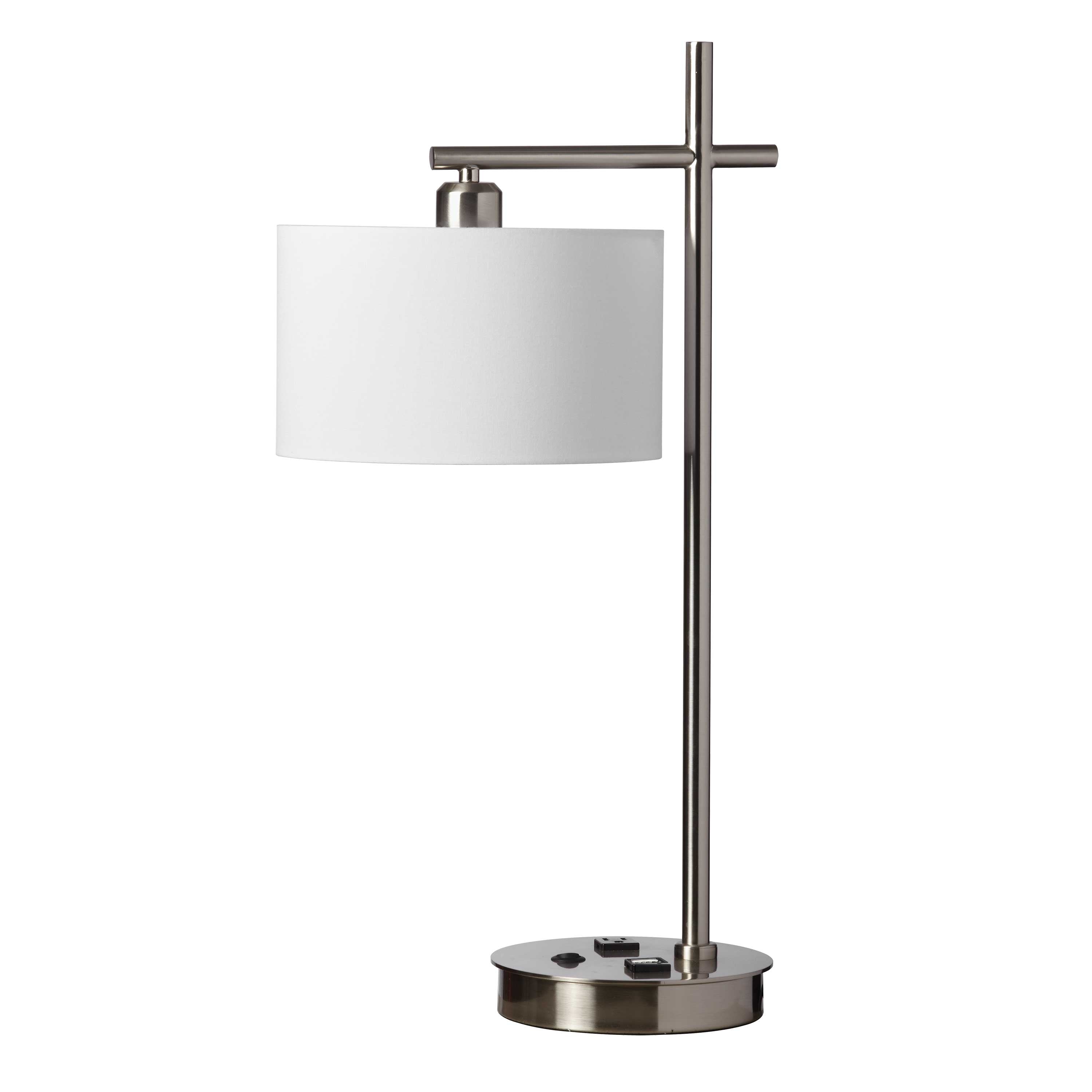 Dainolite Modern - 131T-SC - 1 Light Table Lamp with USB Port and Receptacle, Satin Chrome Finish - Satin Chrome