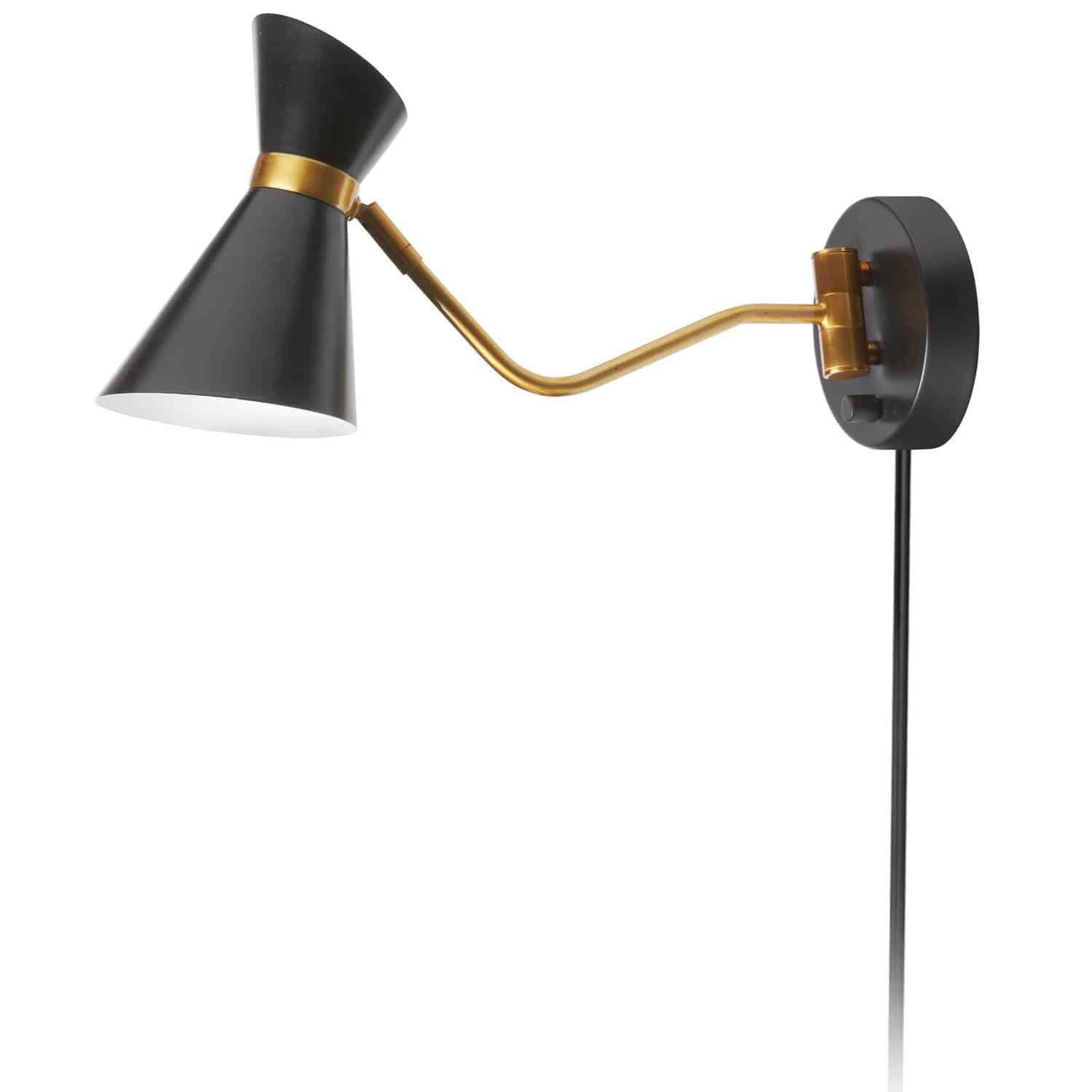 Dainolite Cameron - 1681W-BK-VB - 1 Light Swing Arm Lamp, Black / Vintage Bronze Finish - Black